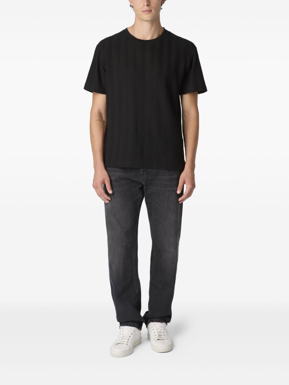herringbone-pattern short-sleeved T-shirt - 2