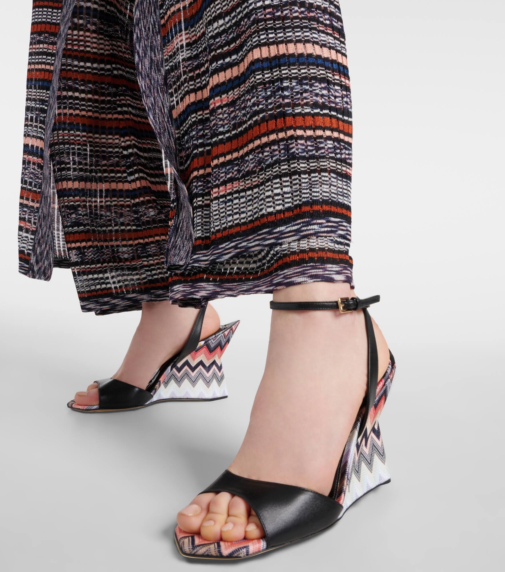 Zig Zag leather wedge sandals - 4