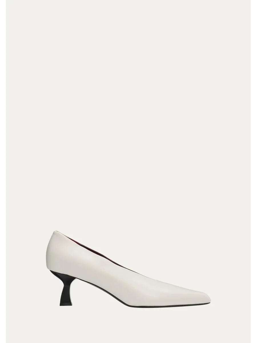 70mm Lambskin Leather Kitten-Heel Pumps - 1