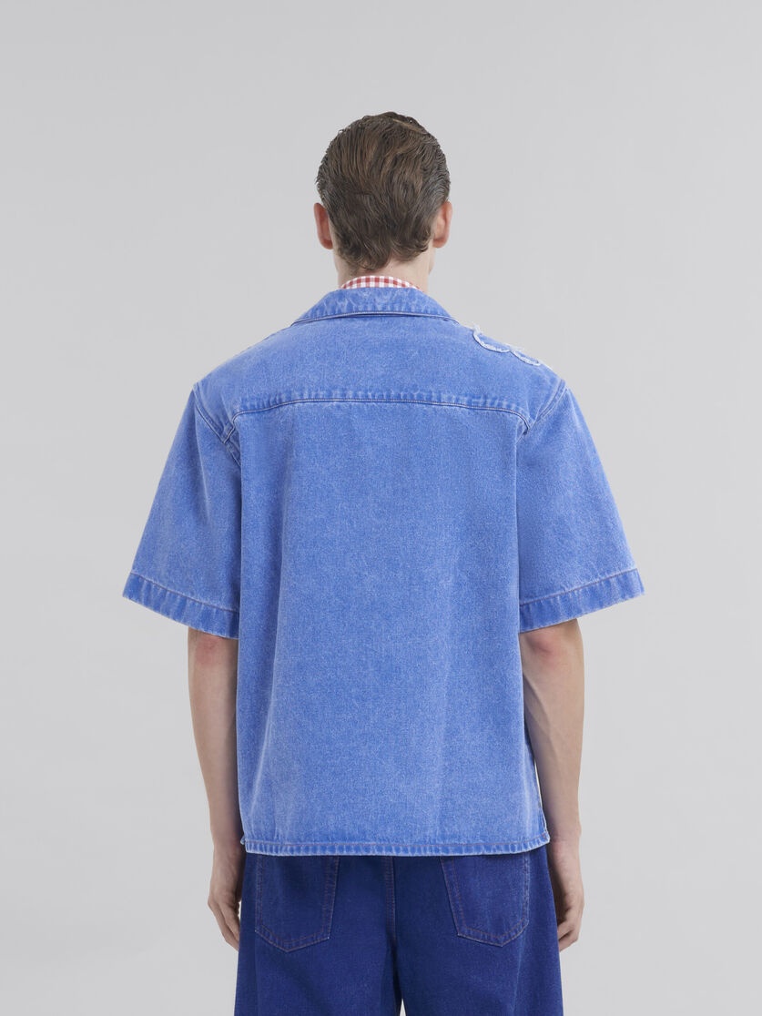LIGHT BLUE BOWLING SHIRT WITH DILLIES PATCH DETAILS - 3