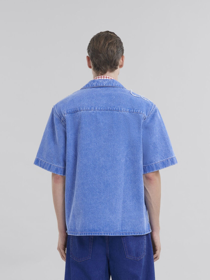 LIGHT BLUE BOWLING SHIRT WITH DILLIES PATCH DETAILS 3