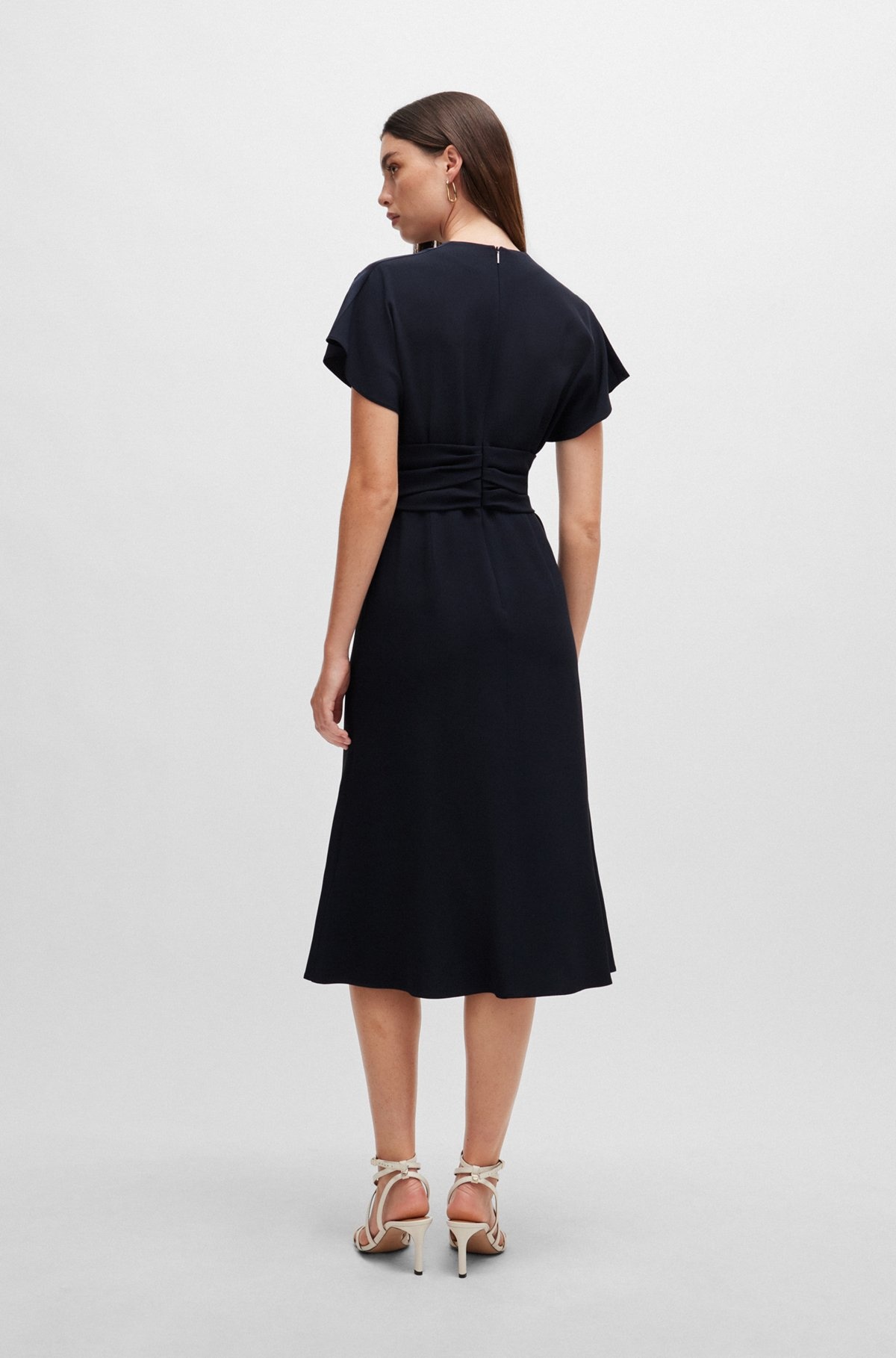 DRAPE-FRONT DRESS IN MATTE SATIN - 4