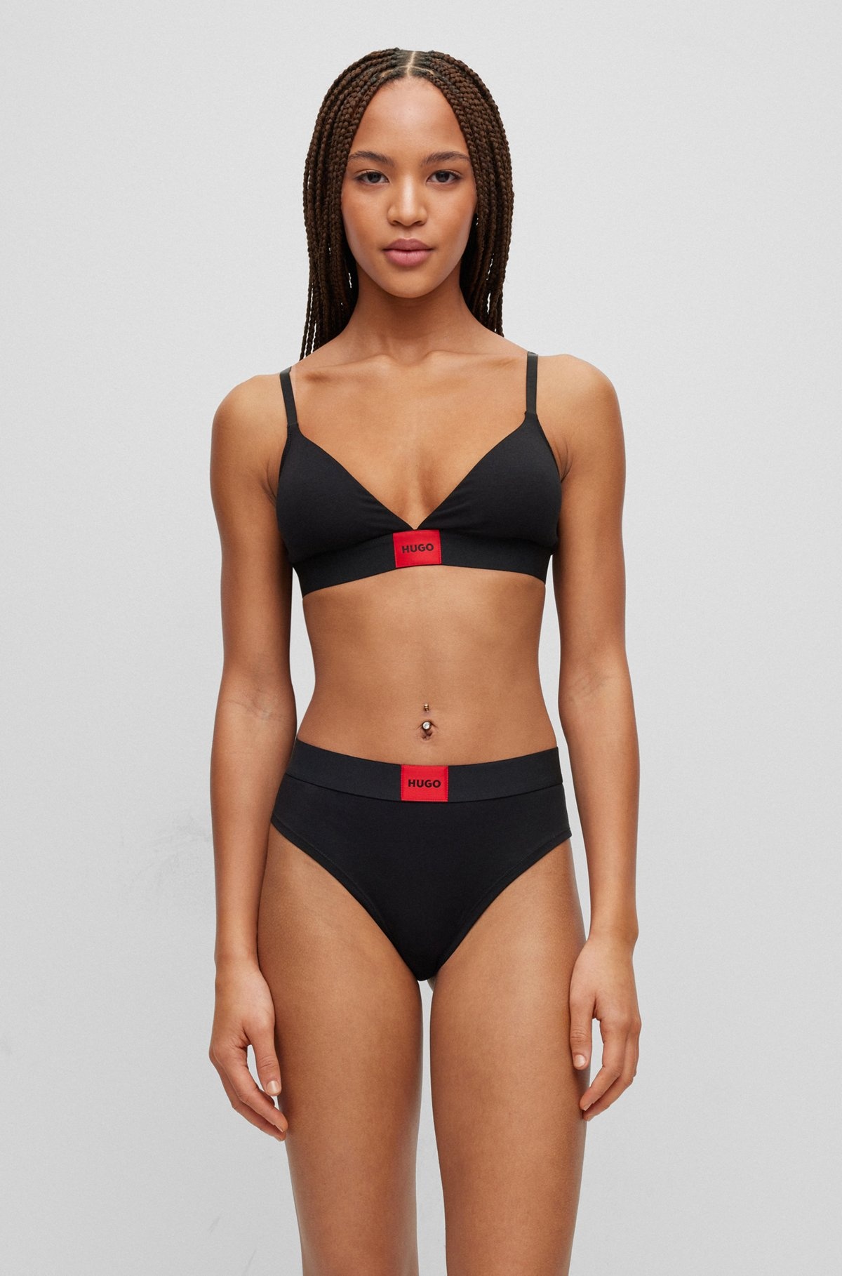 STRETCH-COTTON BRIEFS WITH RED LOGO LABEL - 2
