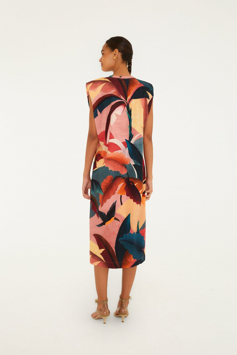 Multicolor Atlantic Rainforest Organic Cotton T-Shirt Midi Dress 3