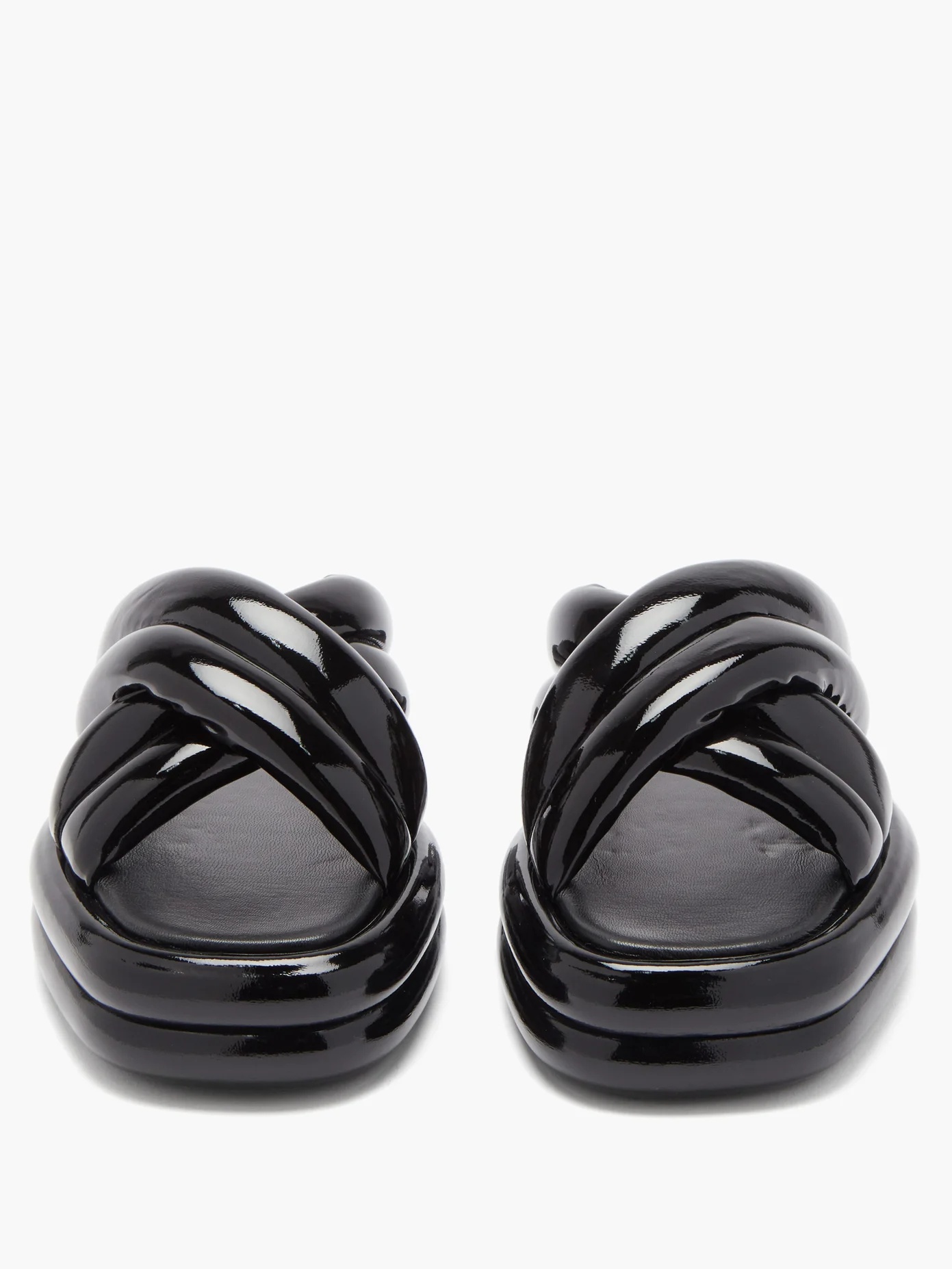 Padded patent-leather slides - 5