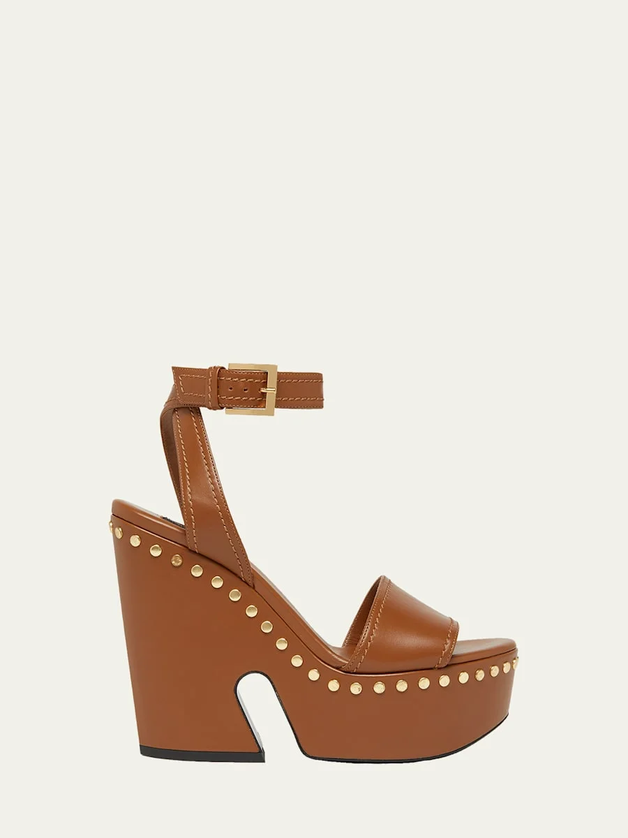 95mm Platform Leather Clog Sandals - 1