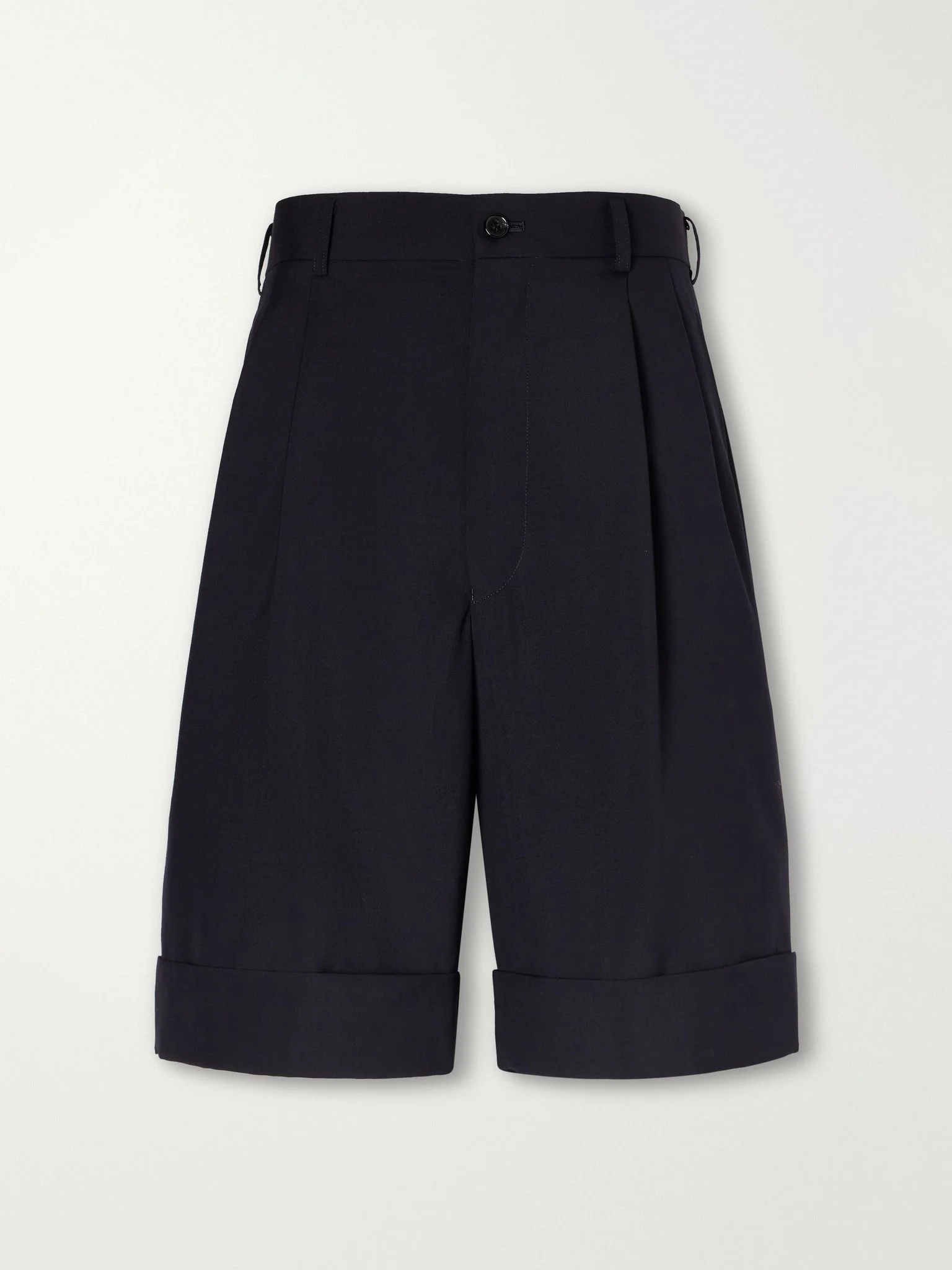Pleated wool shorts Black - 1