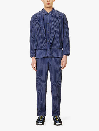 ISSEY MIYAKE Pleated notched-lapel regular-fit knitted blazer outlook