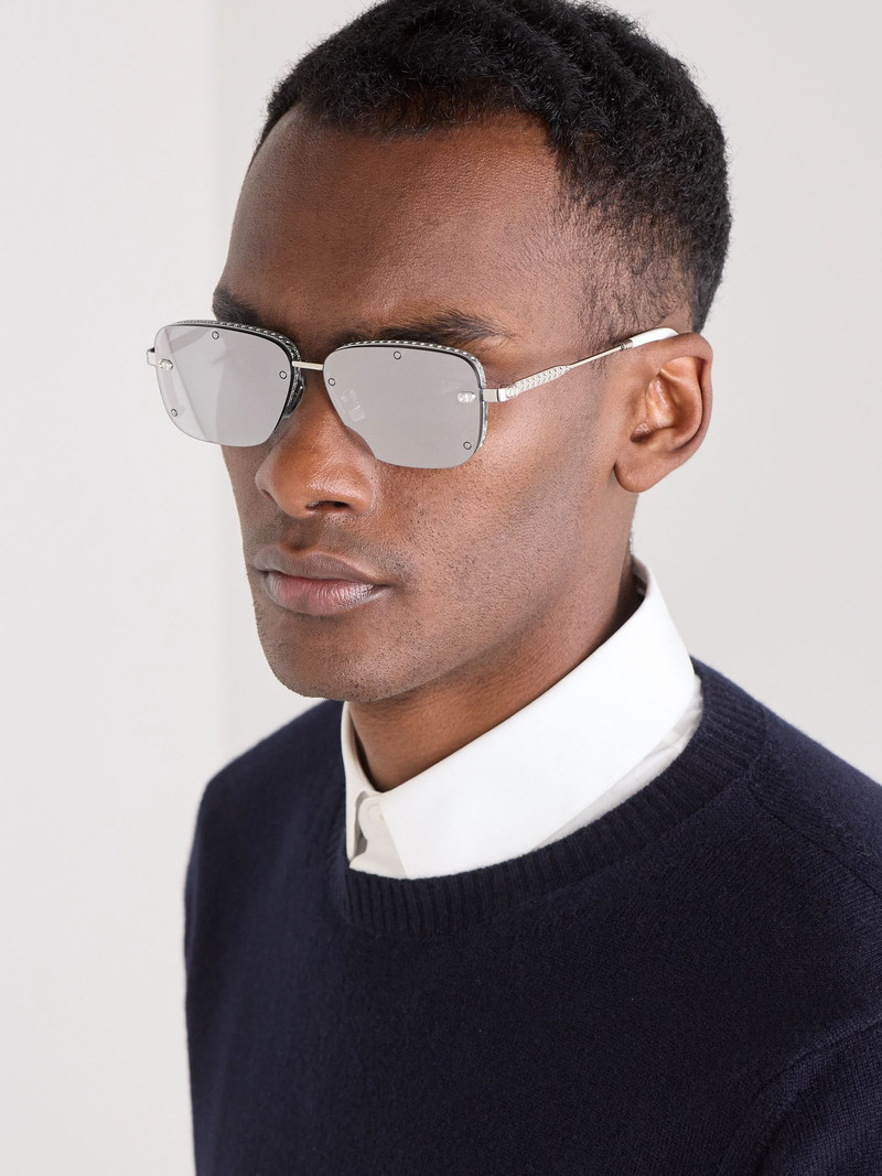 Dior NeoDior S4U Rectangle-Frame Gunmetal-Tone Sunglasses Silver outlook
