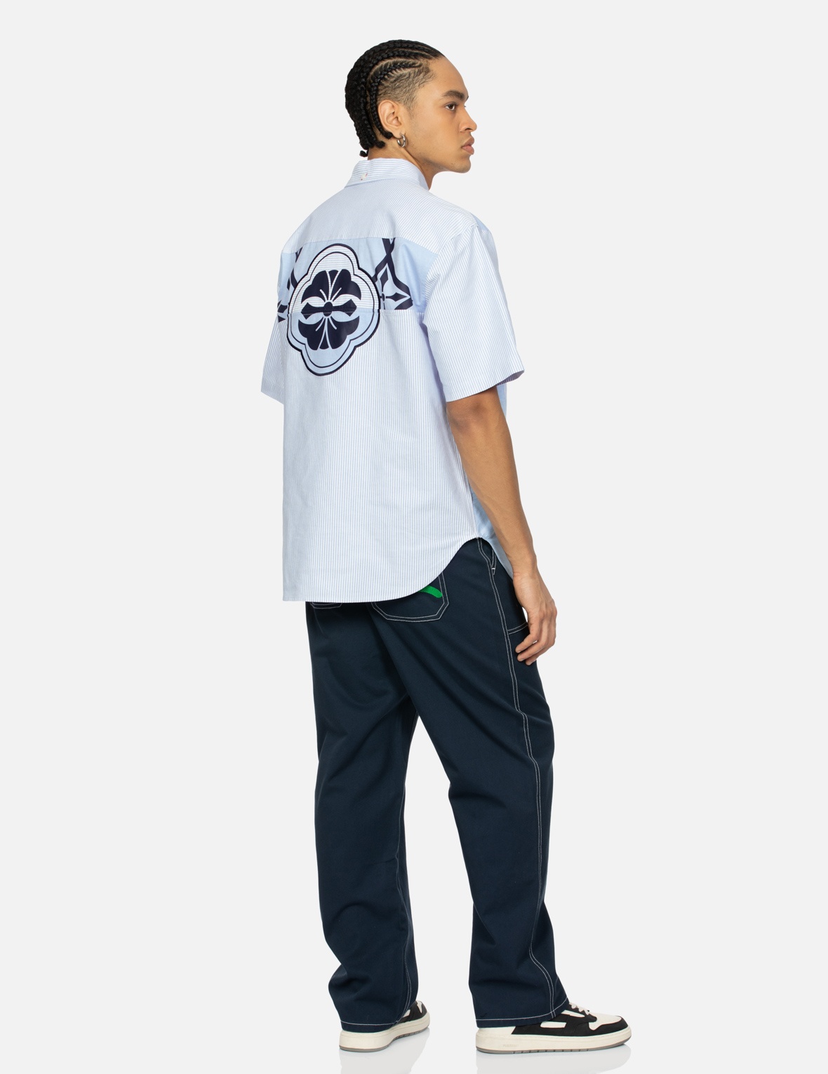 SEAGULL EMBROIDERY WITH CONTRASTING STITCH STRAIGHT FIT CARGO PANTS - 3