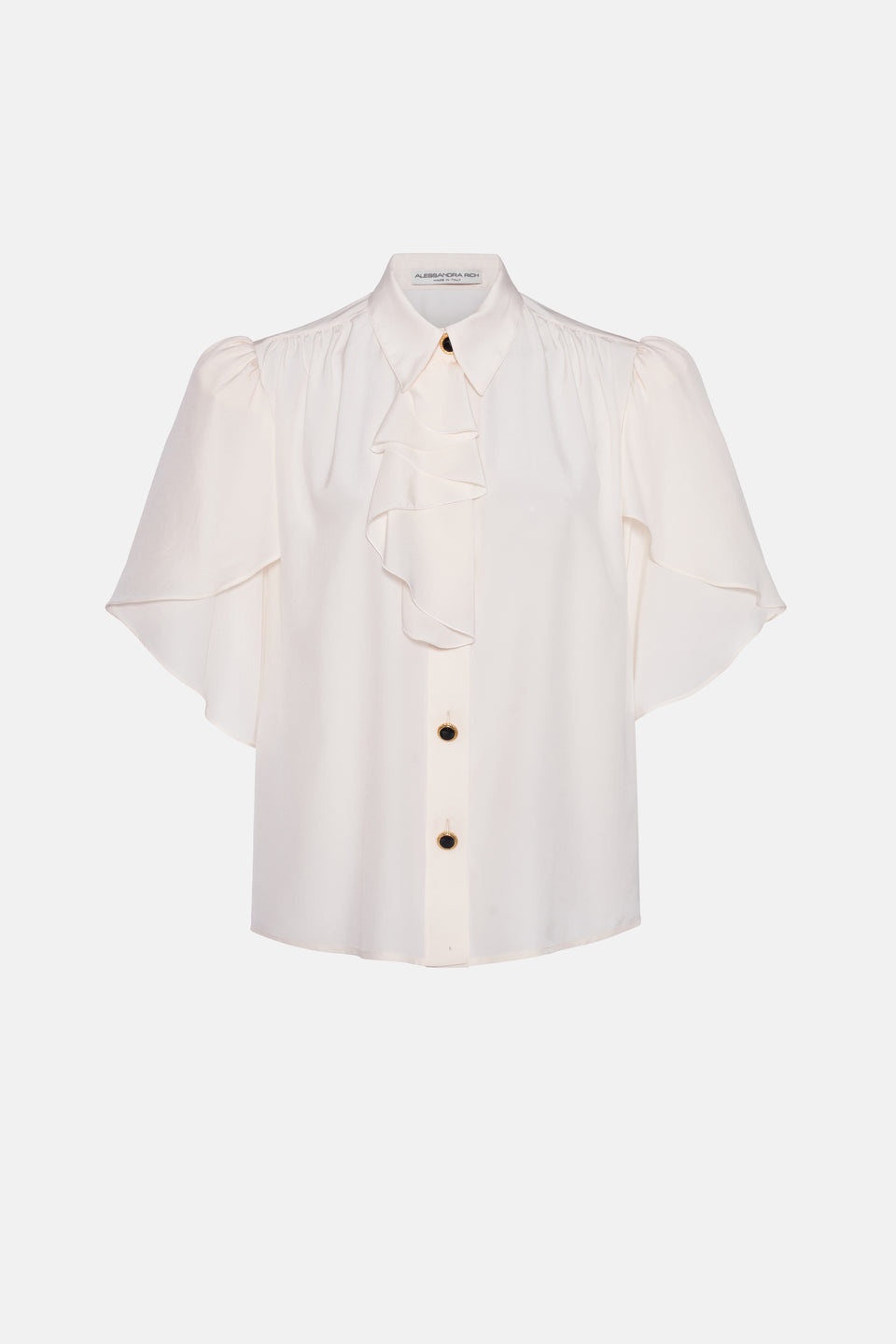 SILK BLOUSE WITH VOLANT DETAILS - 1