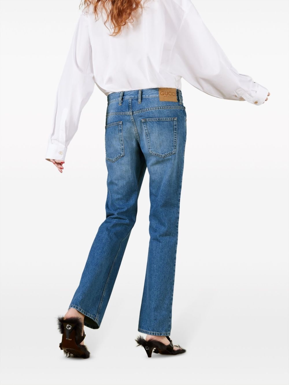 Horsebit-detail straight-leg jeans - 4