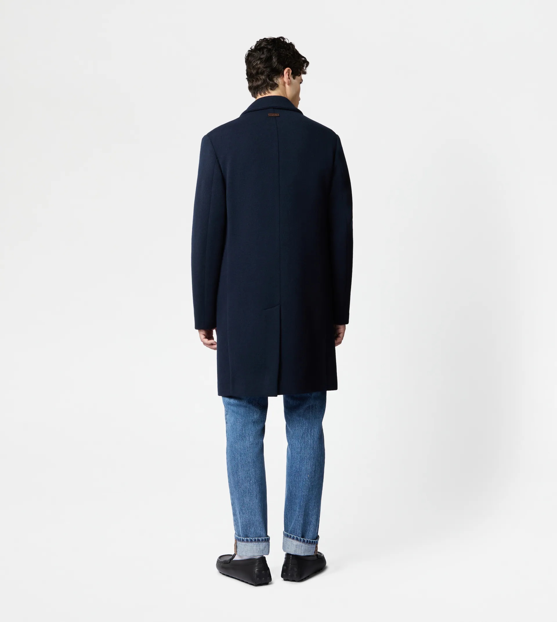 COAT IN CASHMERE BLEND JERSEY - BLUE - 3