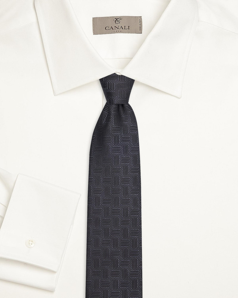 Canali Men's Art Deco Silk Tie, Charcoal outlook