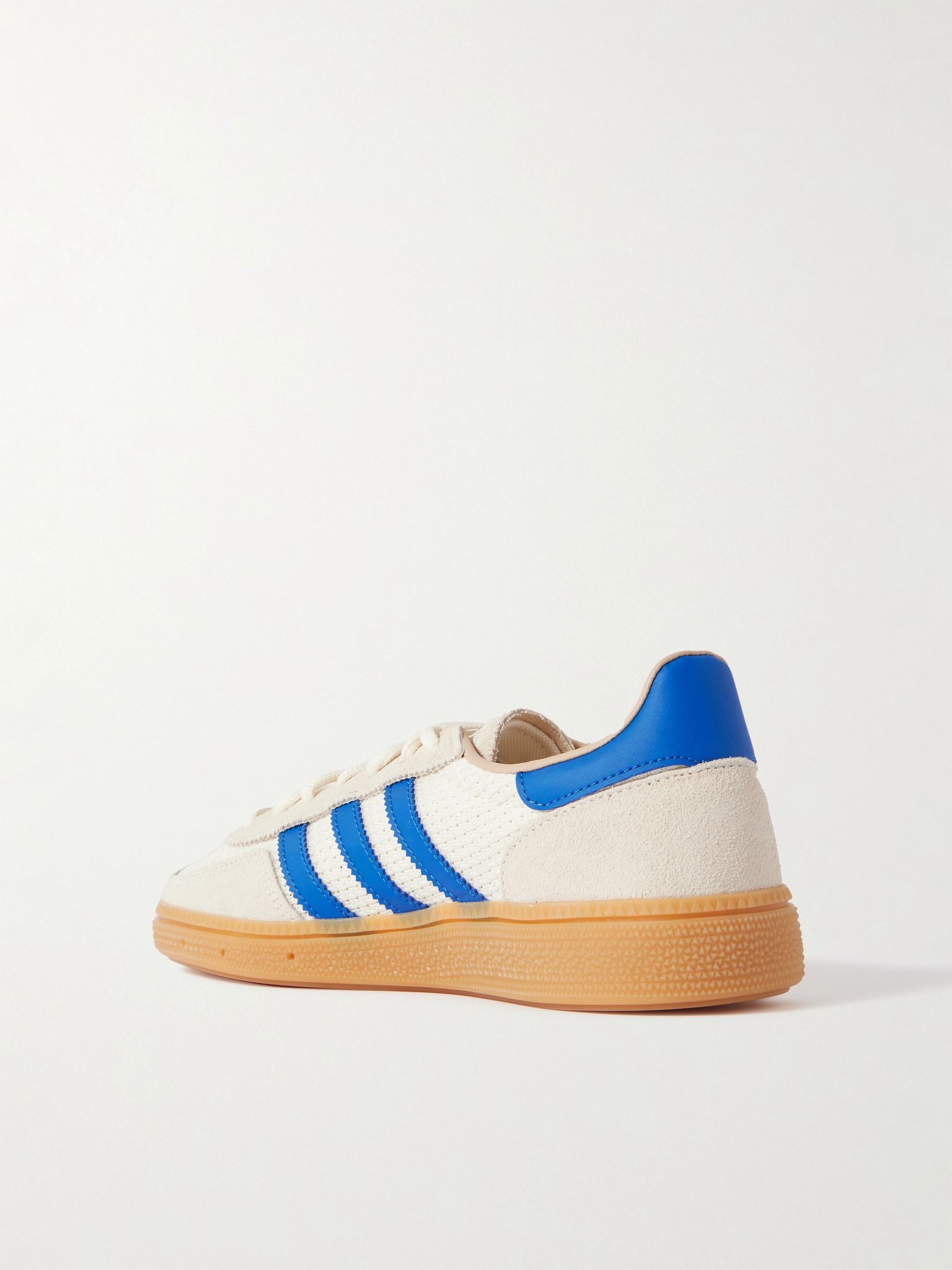 Handball Spezial leather-trimmed mesh and suede sneakers Cream - 3