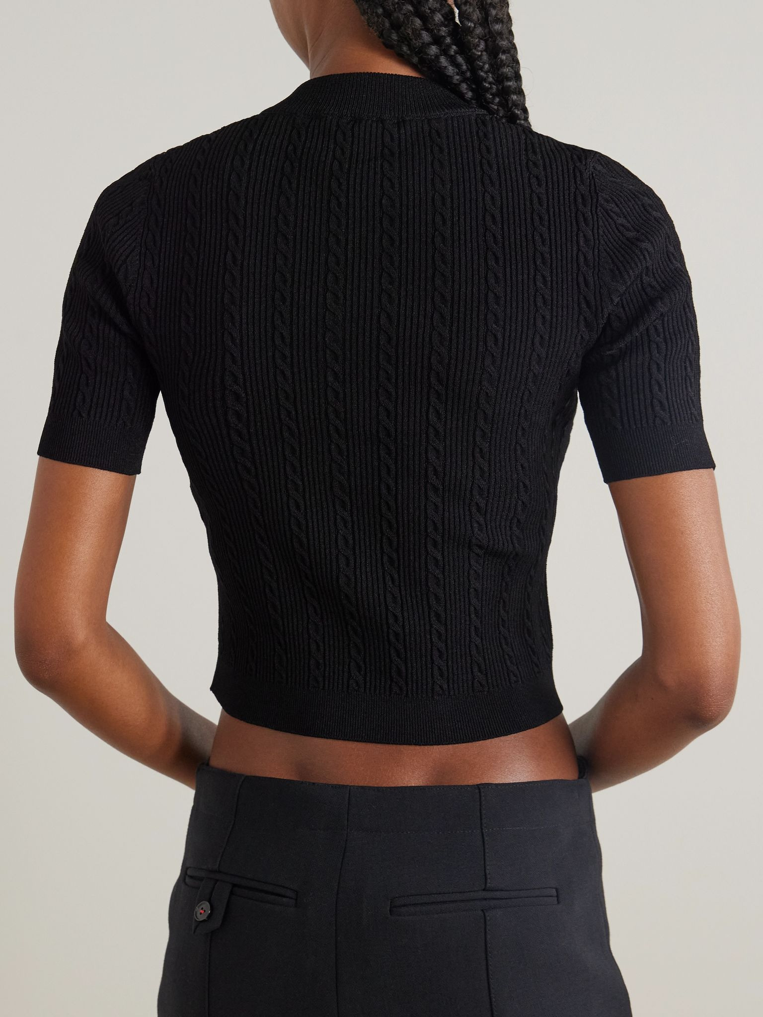 Cable-knit cardigan Black - 3