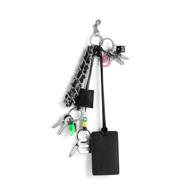 BALENCIAGA Women's Keychain Rodeo Tag Full Charm in Black/white outlook