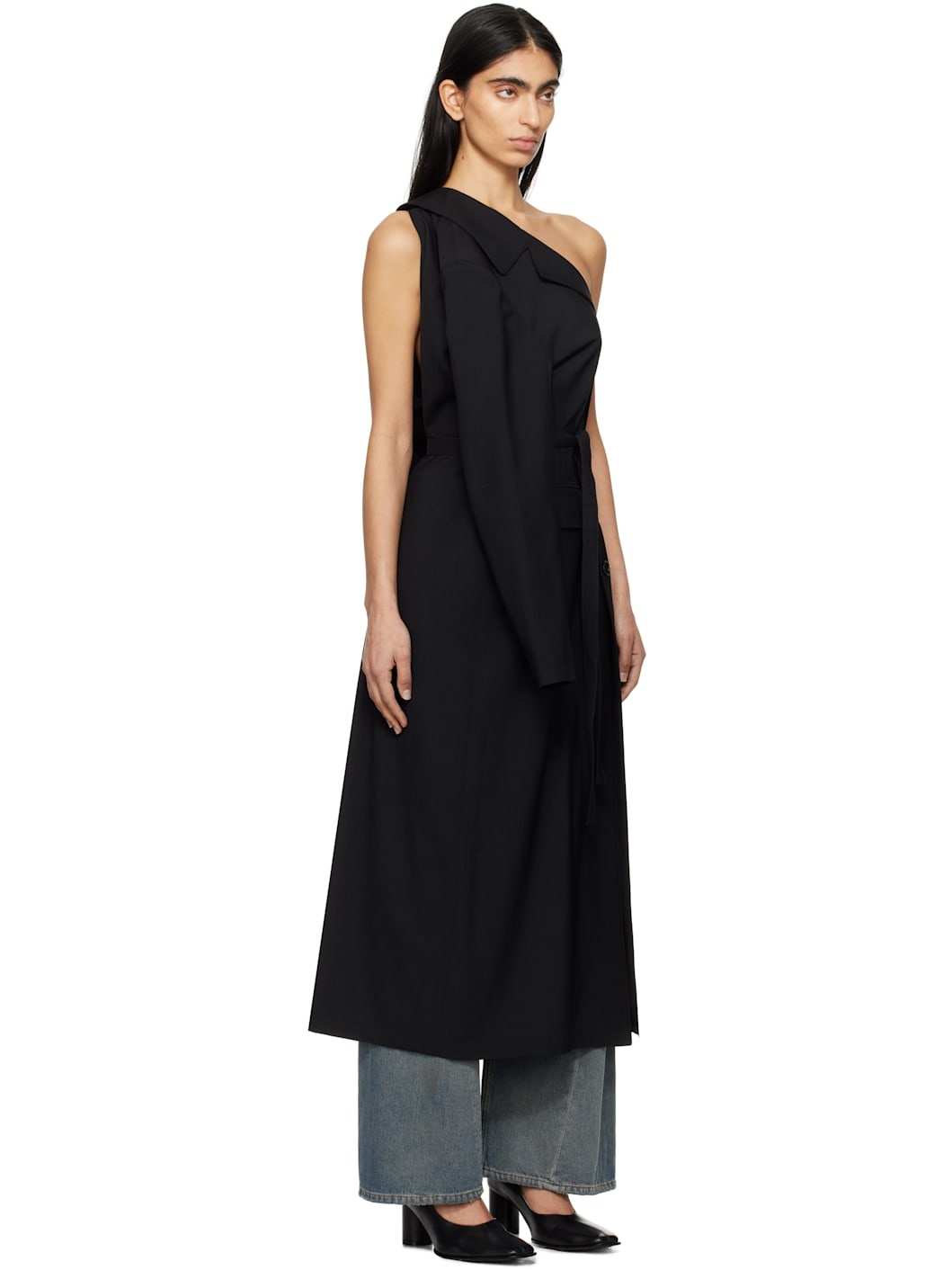 Black Dual Wear Tailoring Wool Canvas Coat - 2