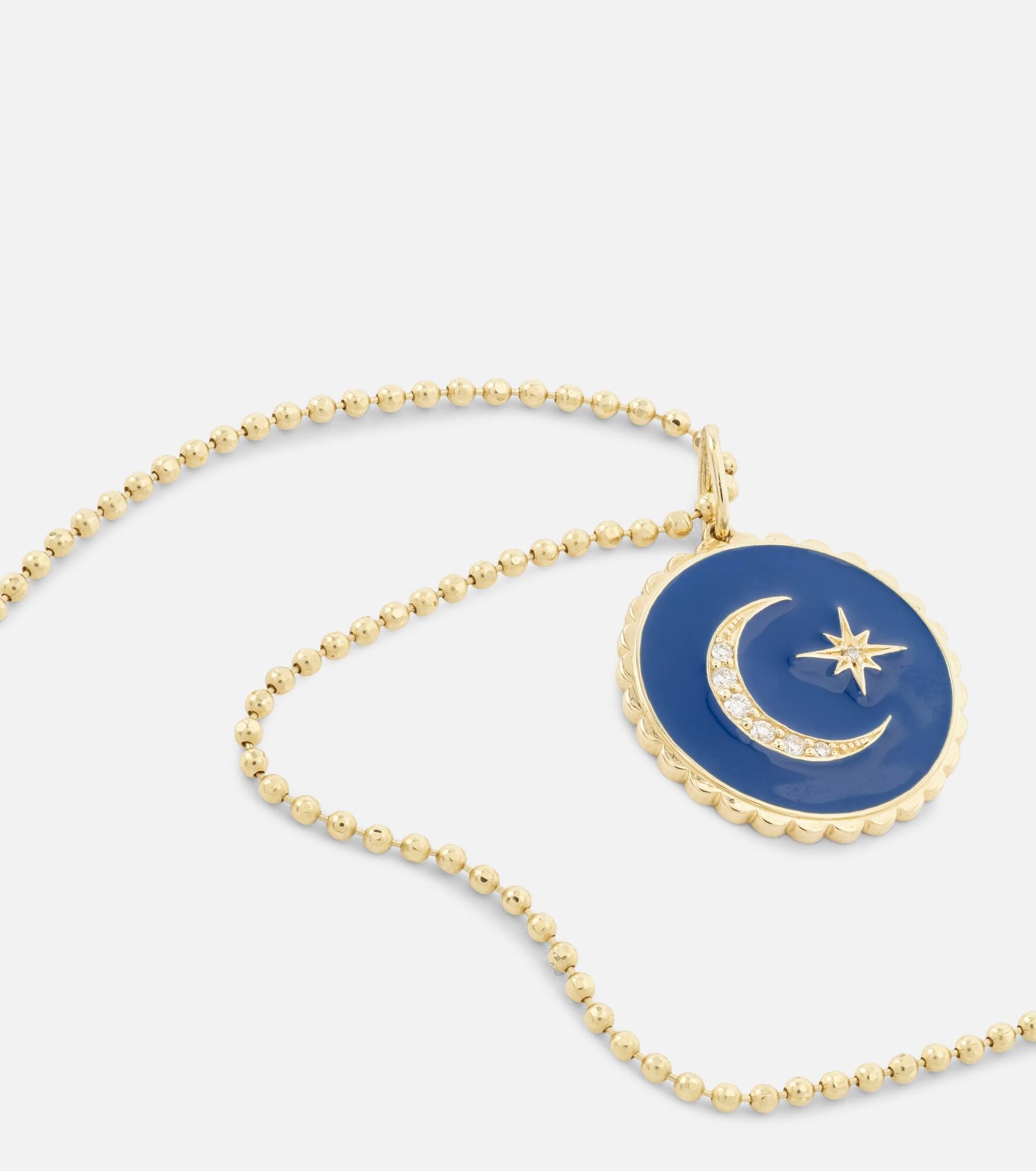 Celestial Medallion 14kt gold chain necklace with diamonds - 6