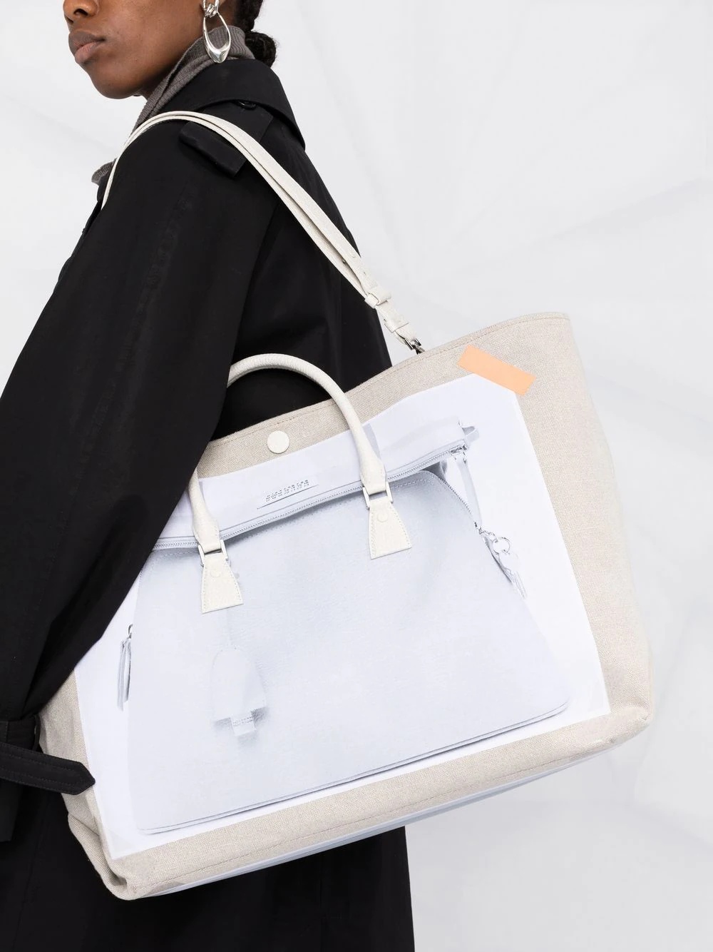 colour-block panel design tote bag - 3