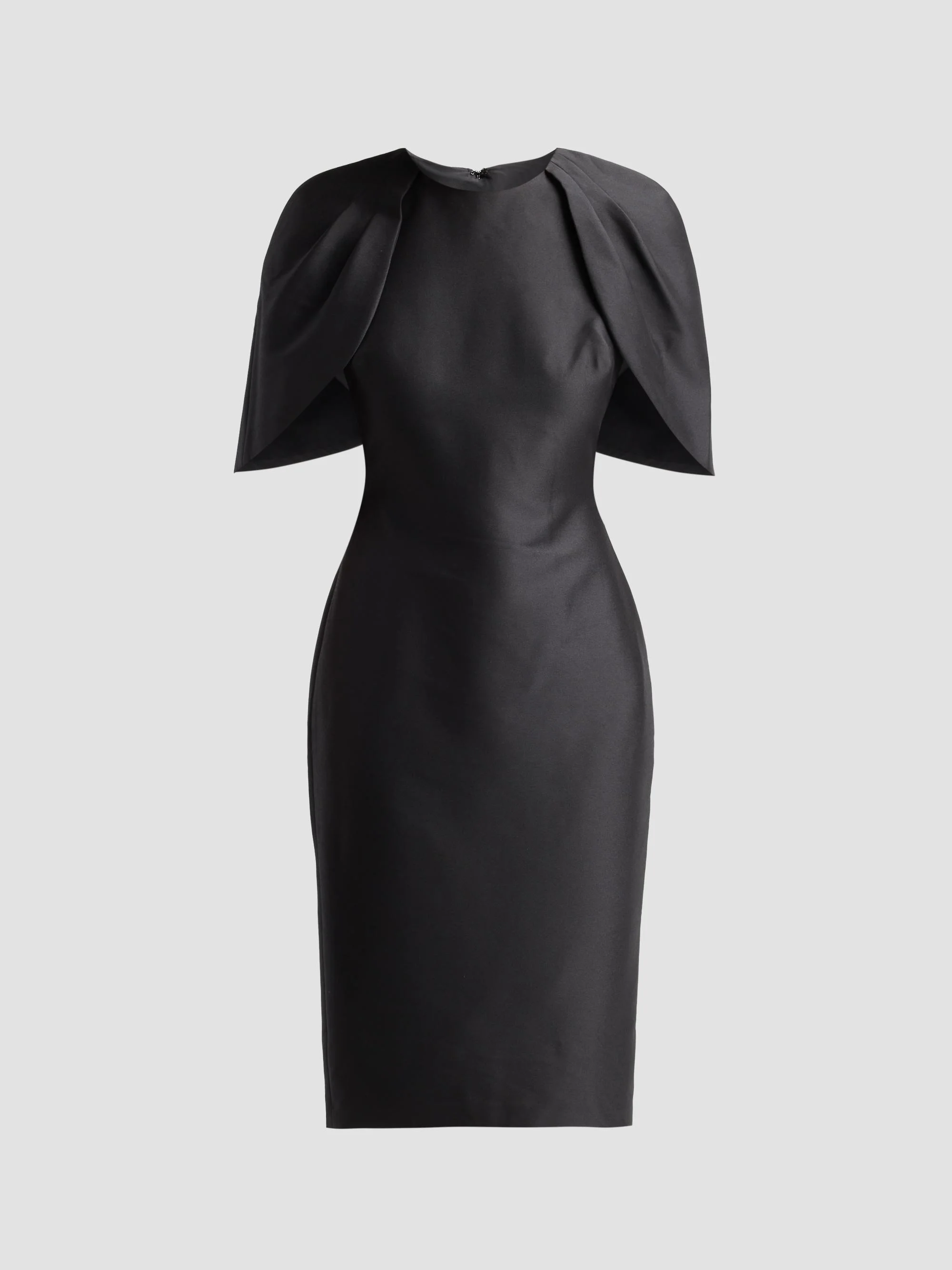 Women's Mikado Cape-Shoulder Sheath Dress - Black - 1