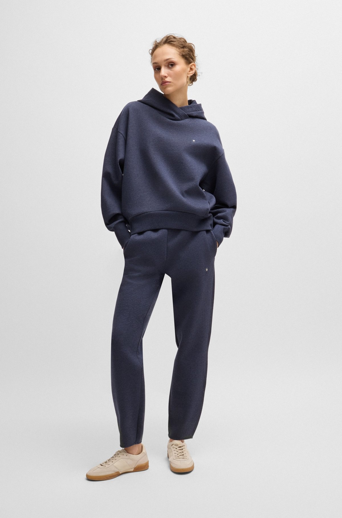 CUFFED TRACKSUIT BOTTOMS IN MELANGE COTTON - 3
