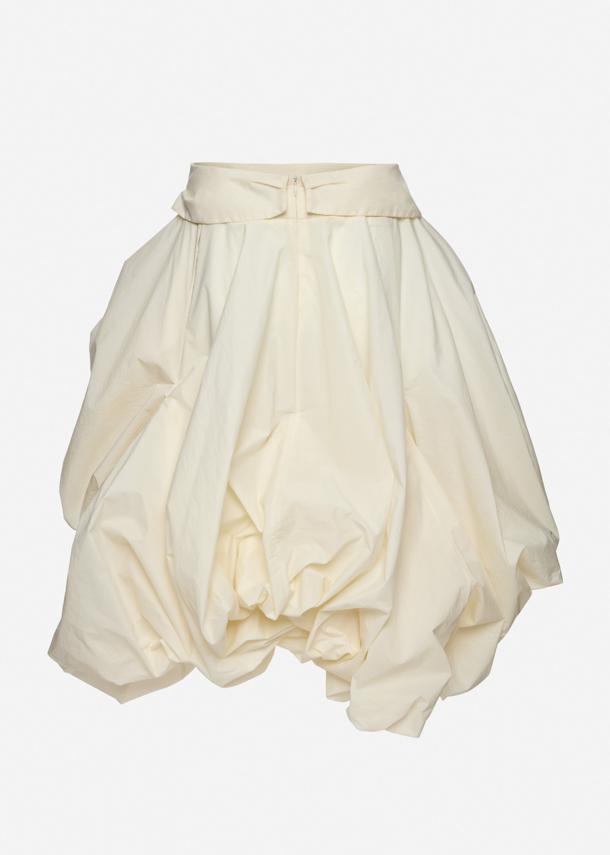 Draped skirt with sculptural volume in cream - 2