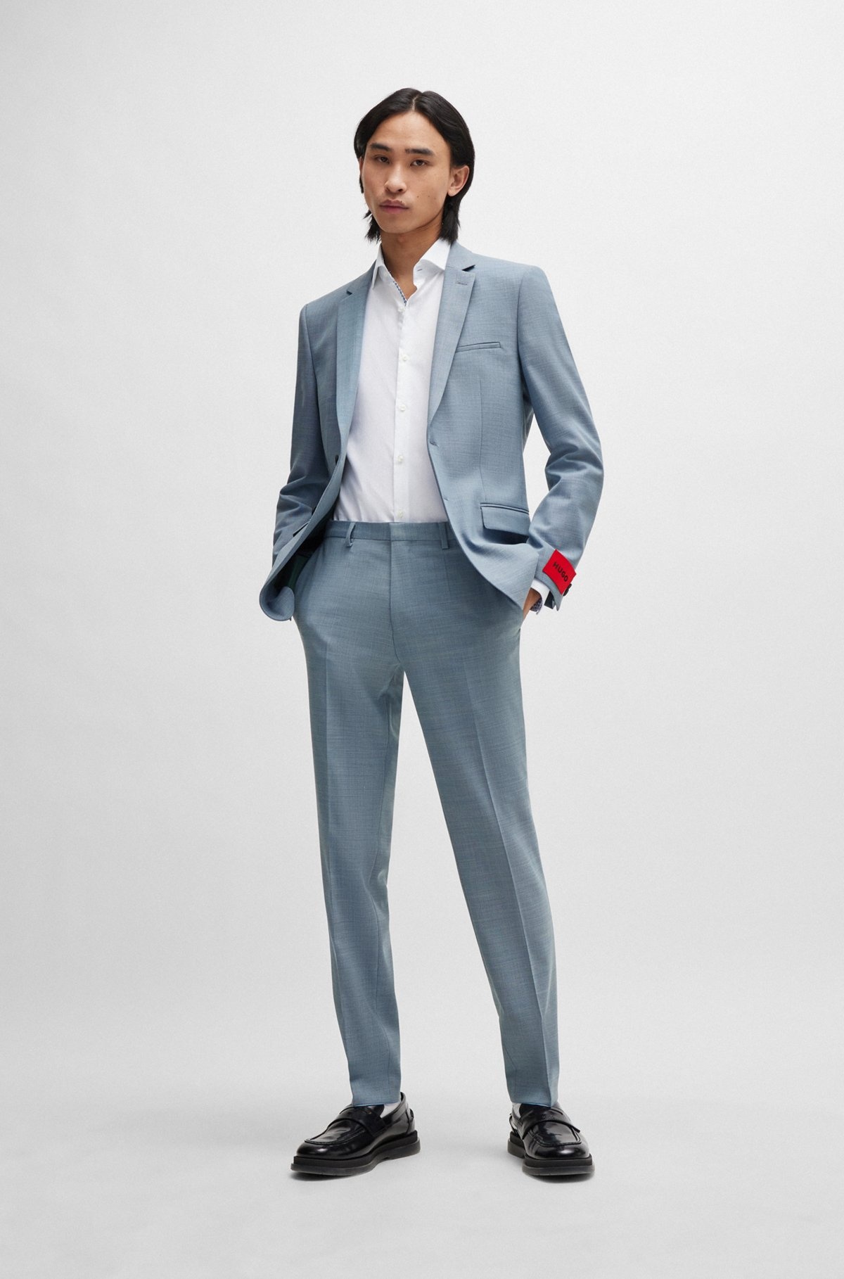 EXTRA-SLIM-FIT TROUSERS IN PATTERNED PERFORMANCE-STRETCH CLOTH - 3