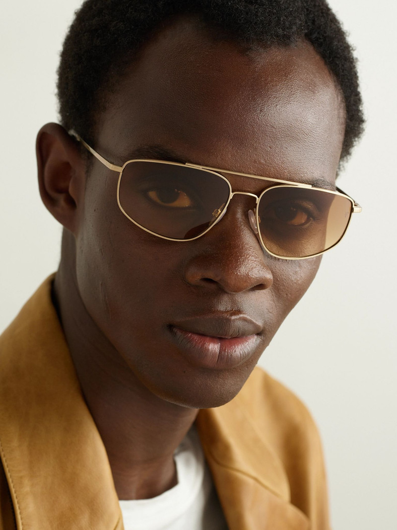 Oliver Peoples + Roger Federer R-14 Aviator-Style Gold-Tone Sunglasses Gold outlook