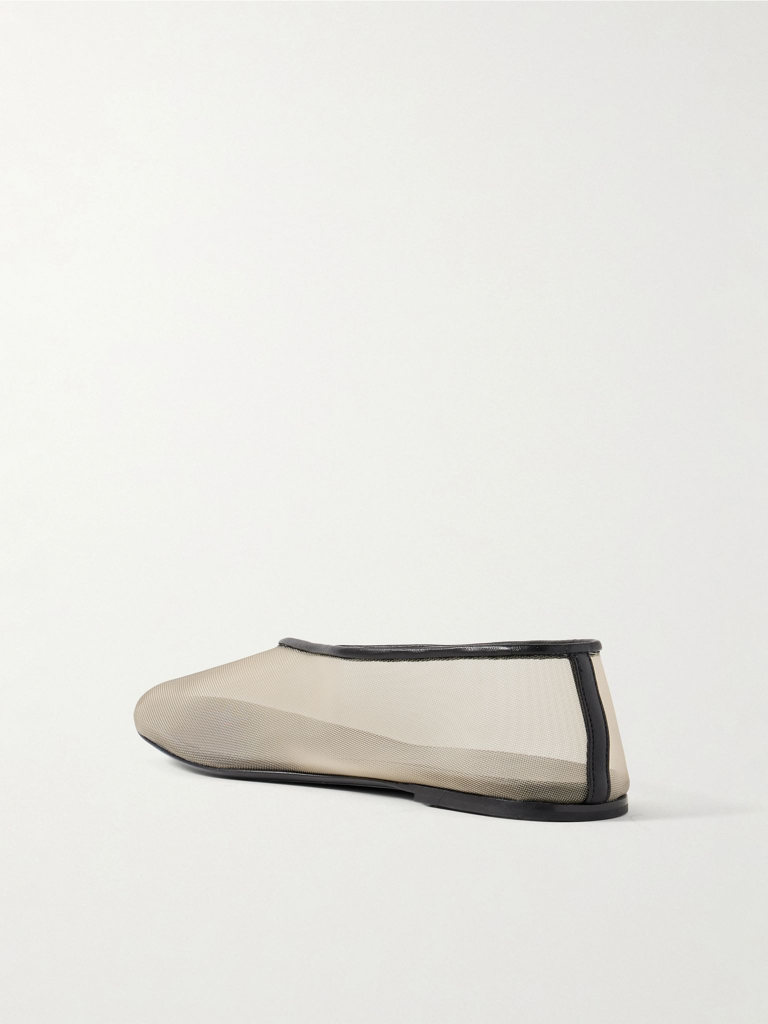 Marcy leather-trimmed mesh ballet flats Neutral - 3