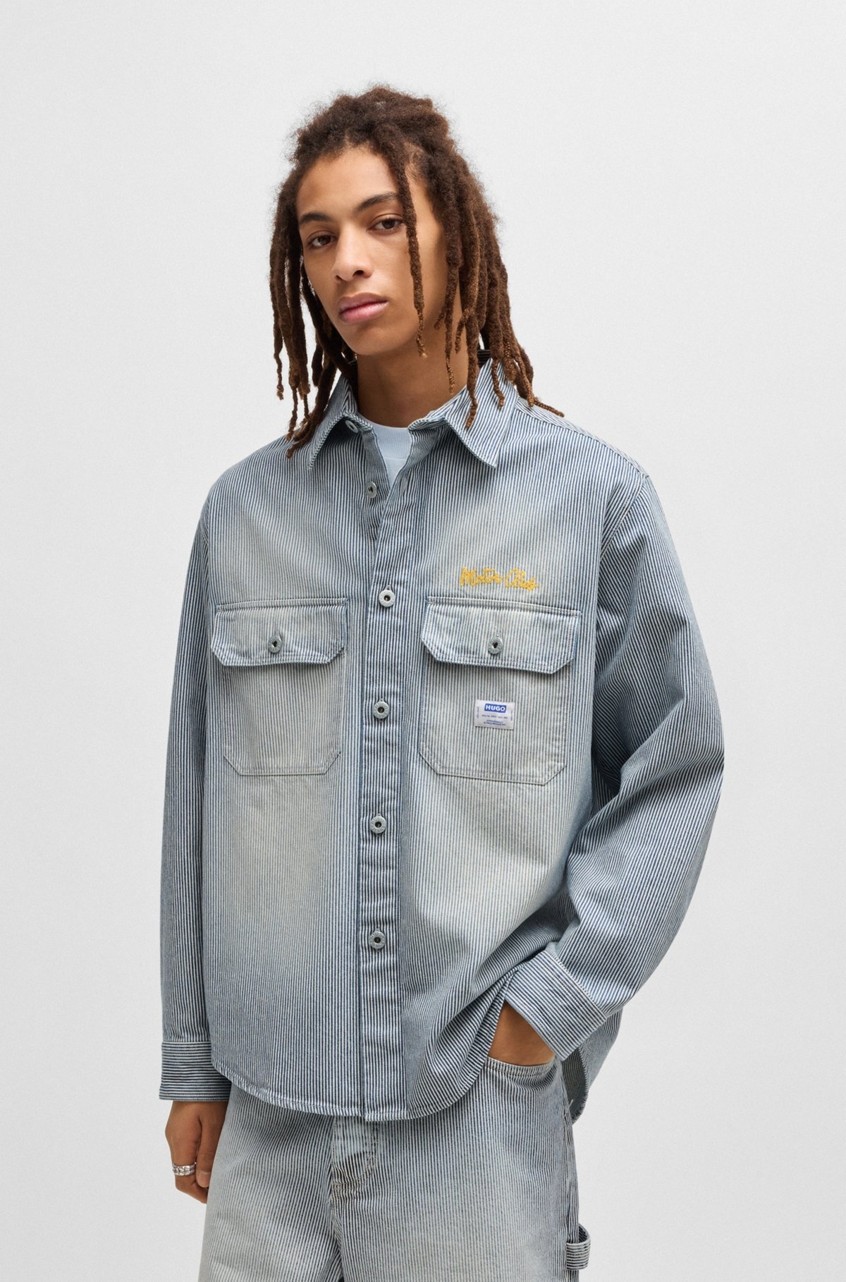 OVERSIZE-FIT SHIRT IN STRIPED WASHED DENIM - 2