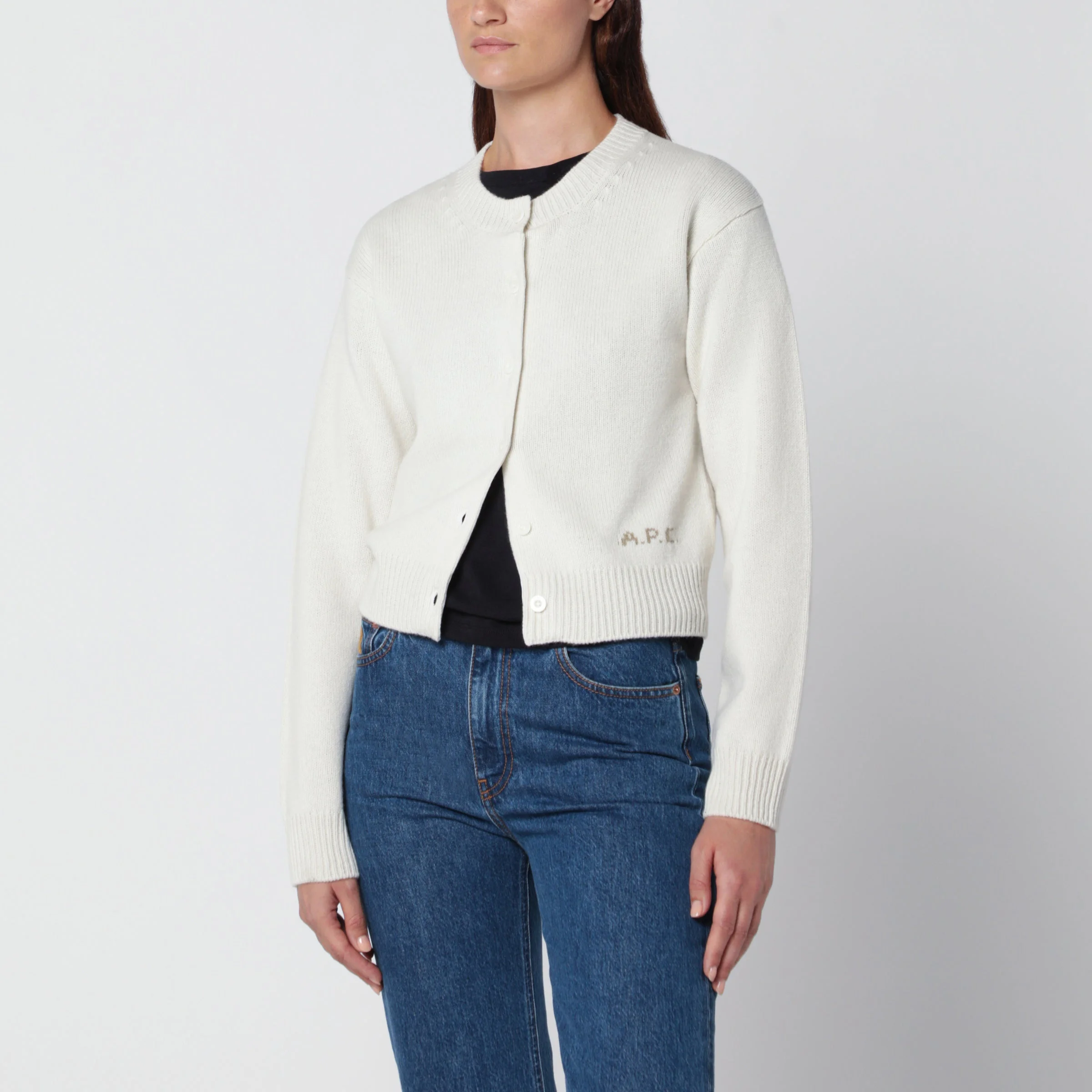 A.P.C. Short Ecru Wool Cardigan Women - 1