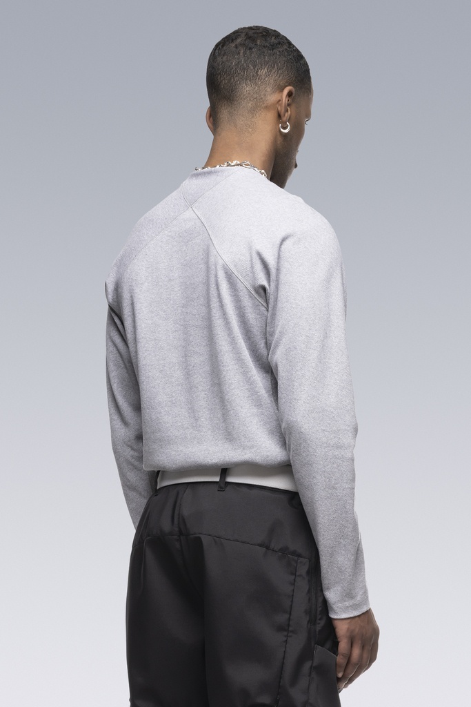 S27-PR Cotton Rib Longsleeve Shirt Gray Melange - 4