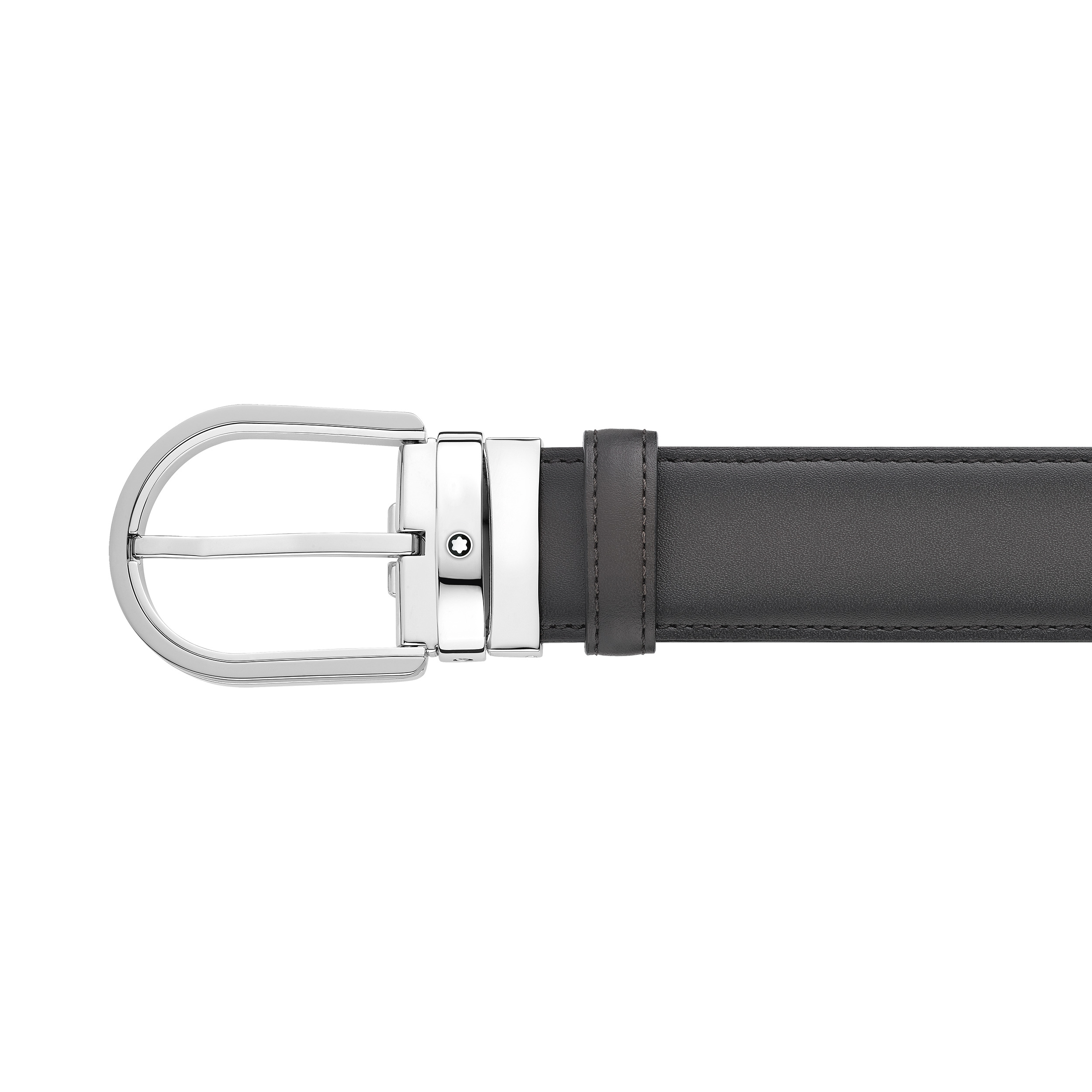 Horseshoe buckle gray 35 mm leather belt - 2