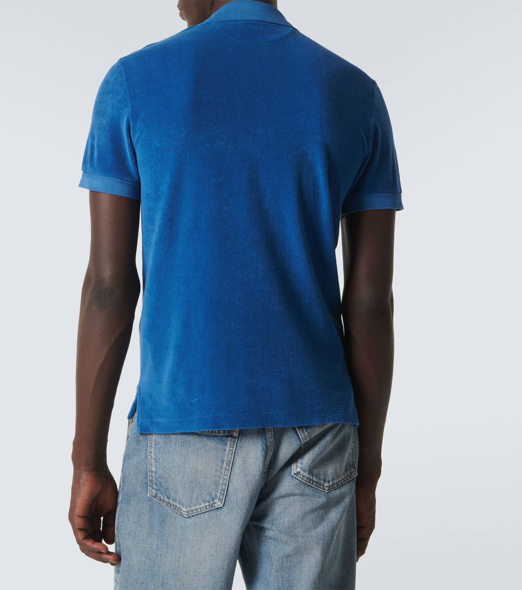 Cotton-blend terry polo shirt - 4