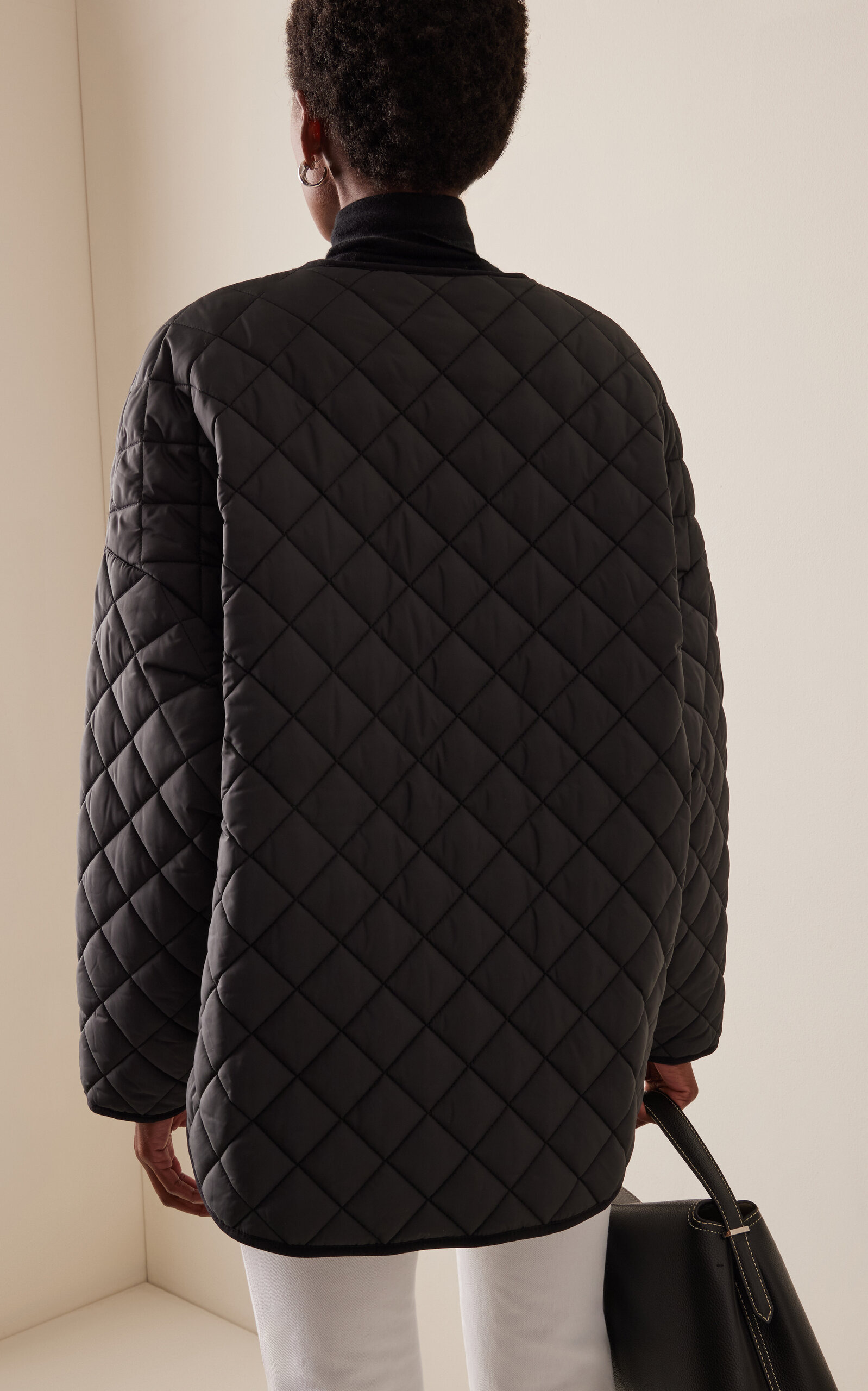 Oversized Quilted Jacket black - 4