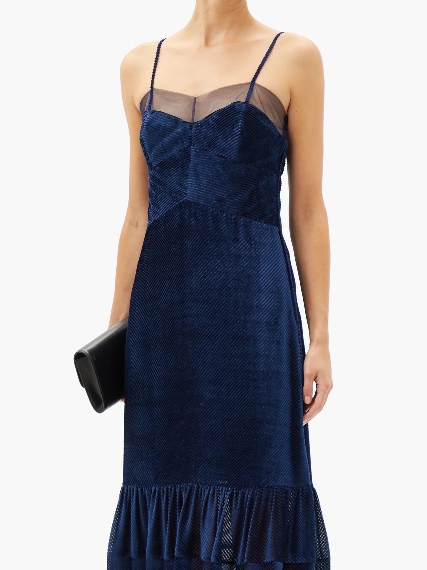 Tulle-trimmed devoré-velvet dress - 6