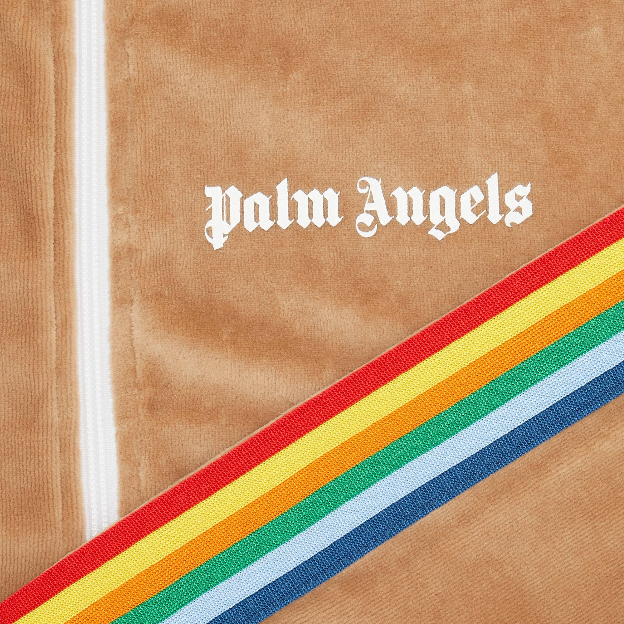 Palm Angels PA Rainbow Chenille Track Jacket 'Brown' - 3