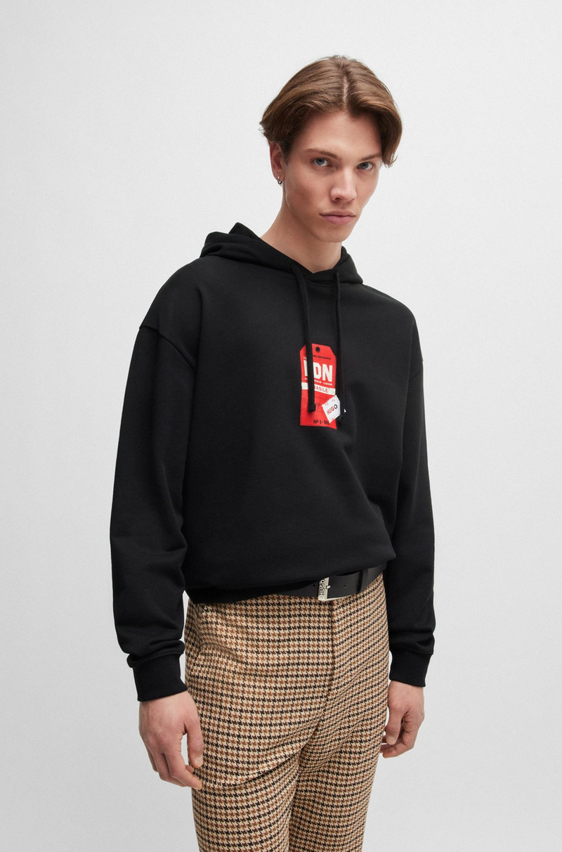 COTTON-TERRY HOODIE WITH TRAVEL-TAG ARTWORK 2