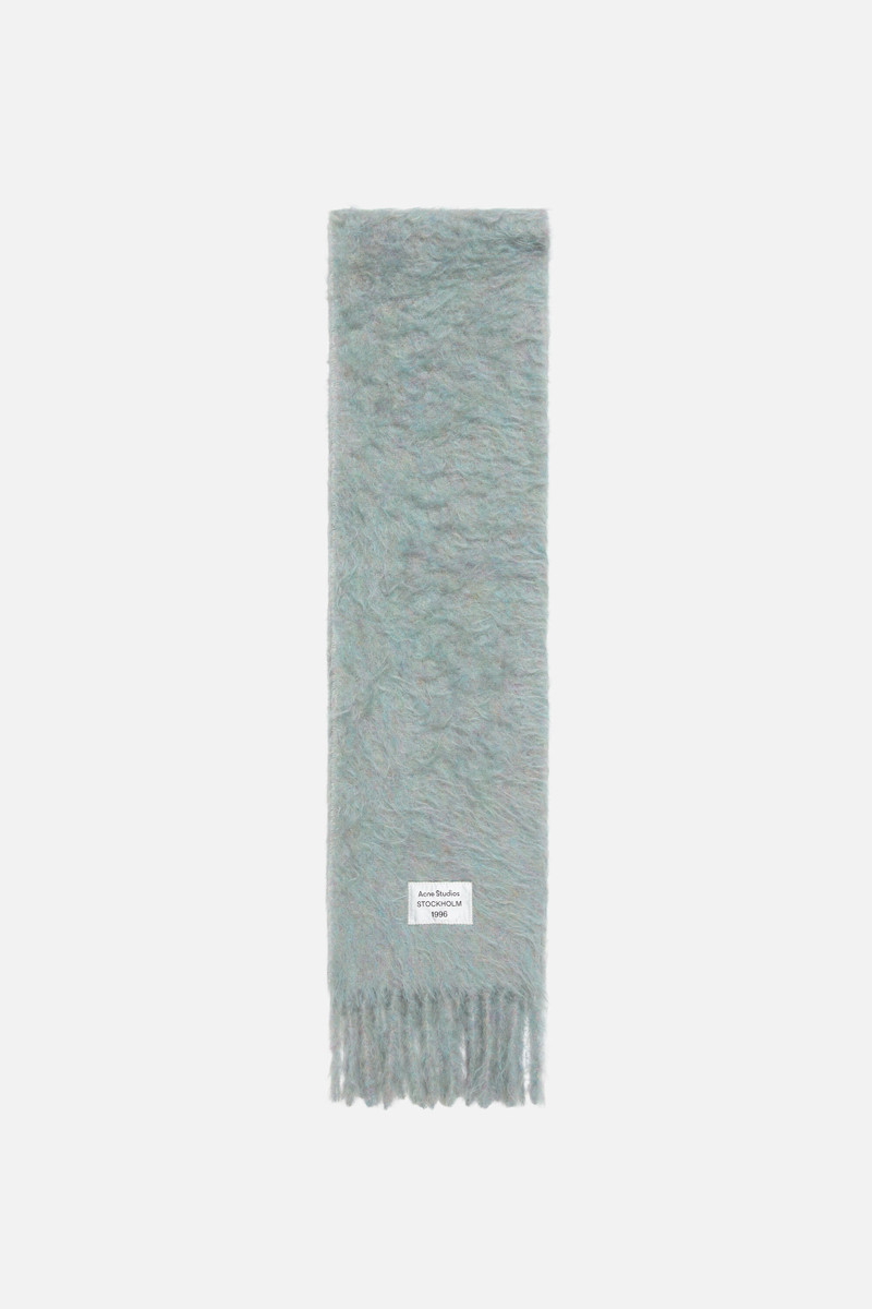 Wool scarf with logo - Light Blue Melange 1