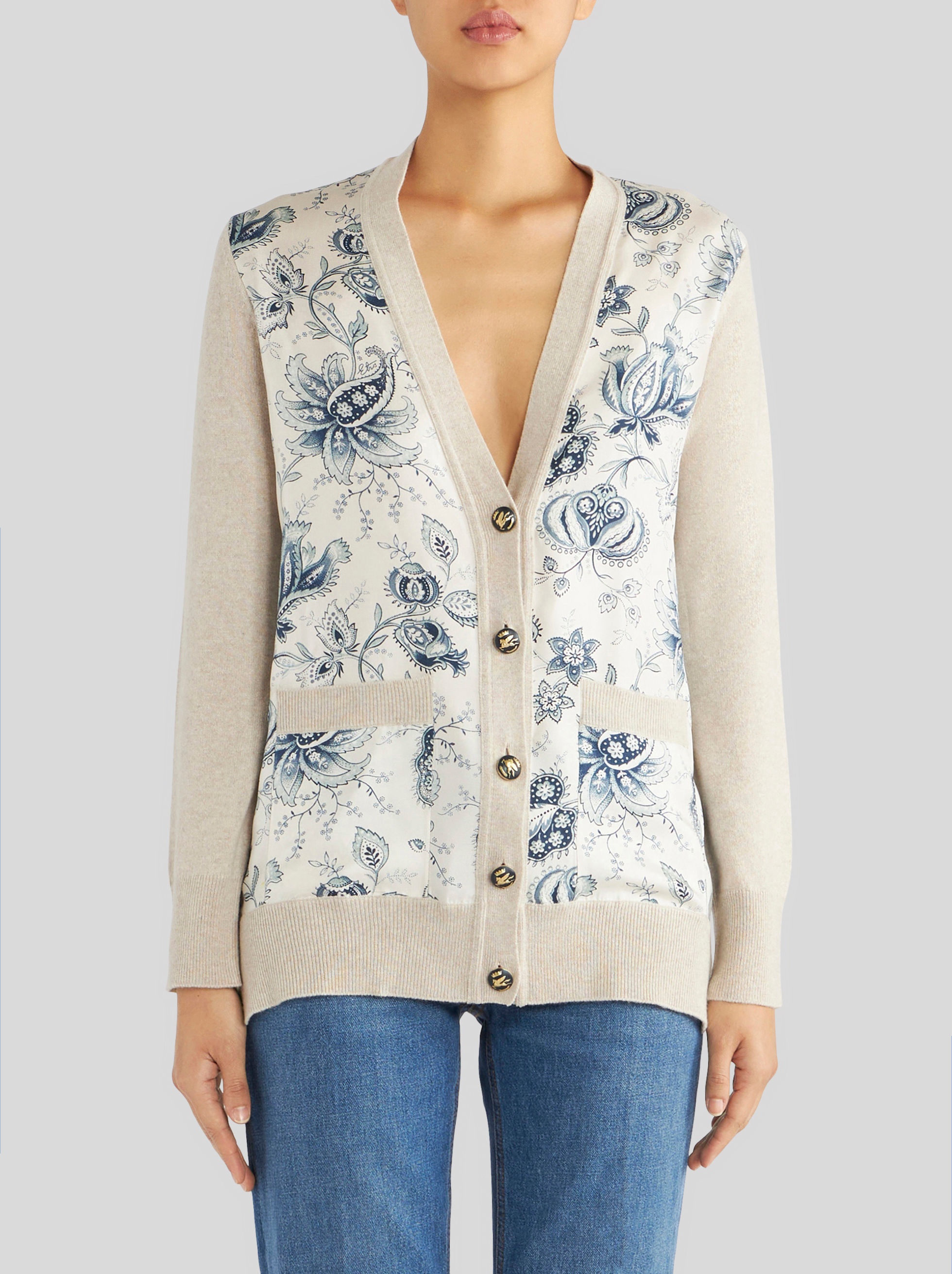 CARDIGAN WITH SILK INSERTS - 2