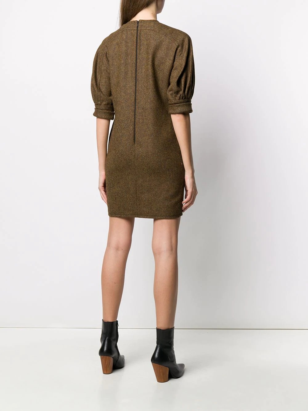 puff-sleeved mini shift dress - 4