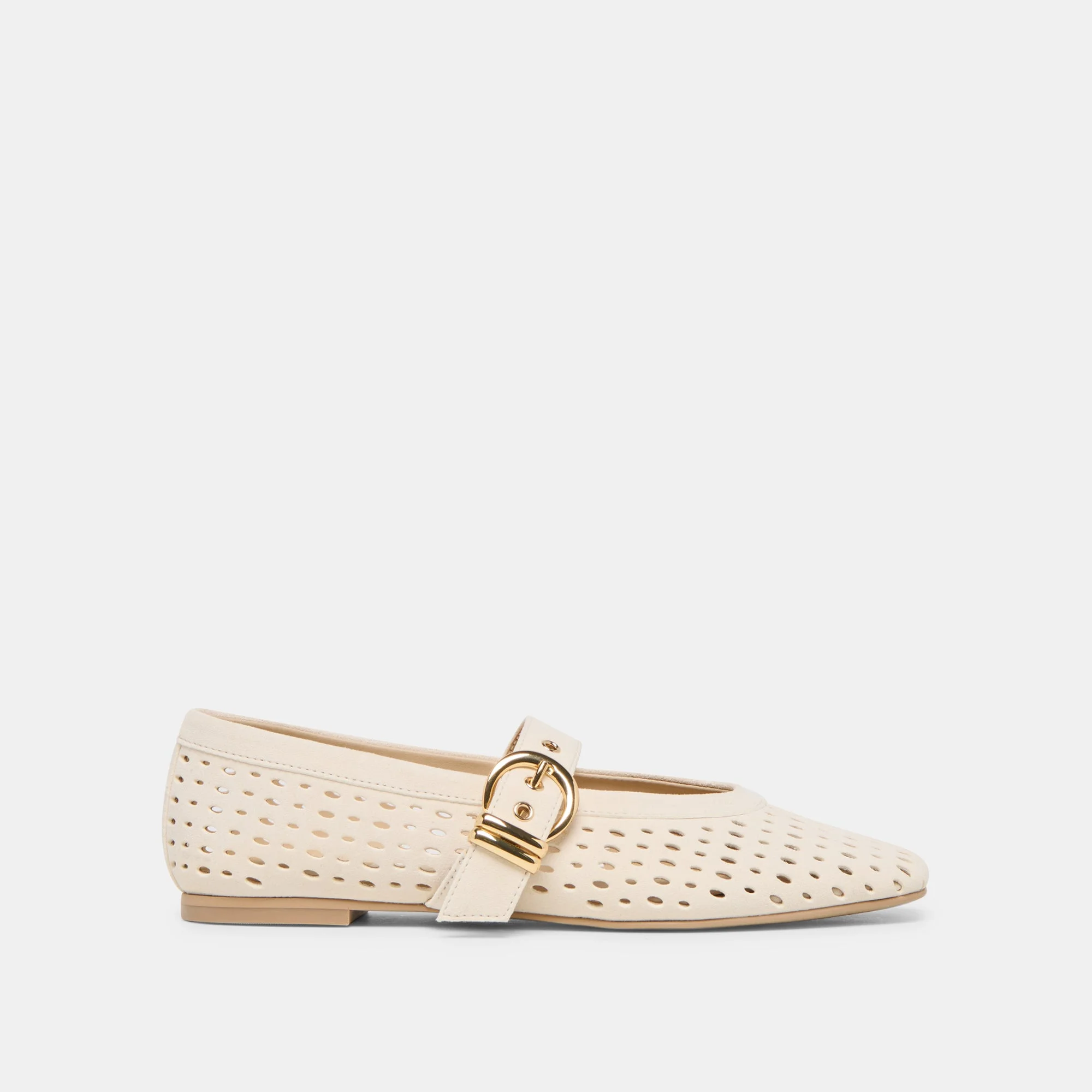 MIKEL BALLET FLATS CREME PERFORATED SUEDE - 1