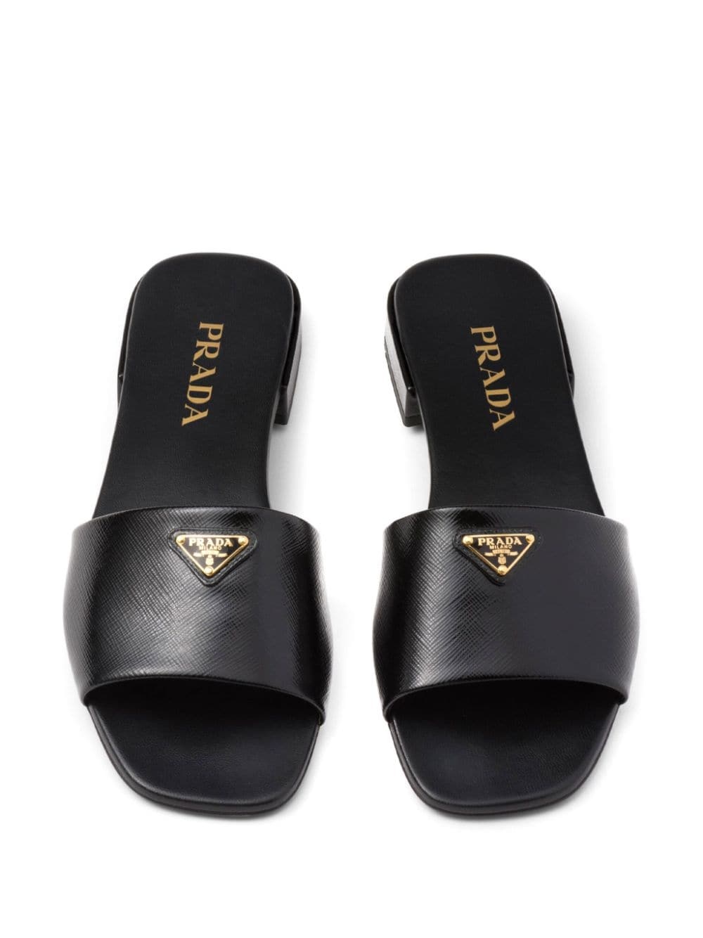 triangle-logo leather slides - 4