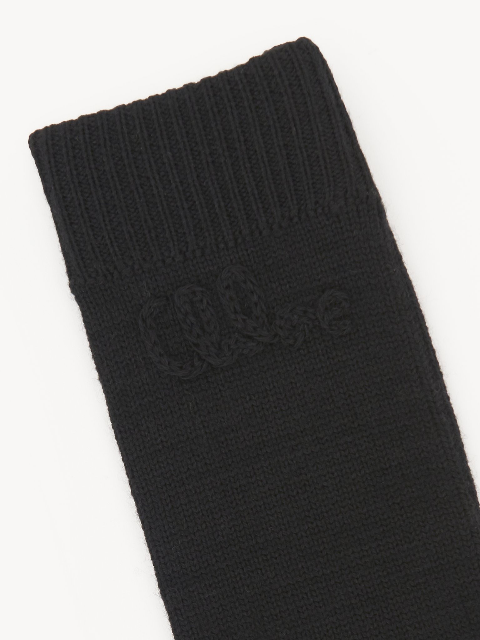 THE CHLOÉ LACE KNIT FINGERLESS GLOVES IN WOOL & LACE JACQUARD - 3