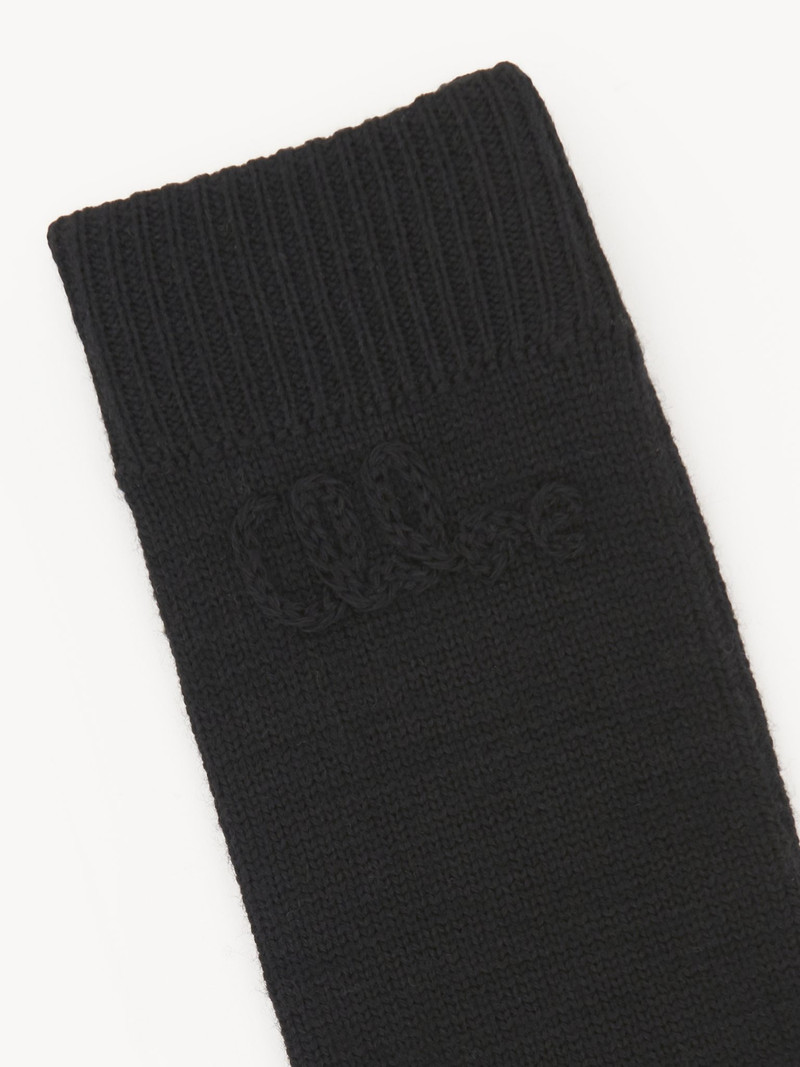 THE CHLOÉ LACE KNIT FINGERLESS GLOVES IN WOOL & LACE JACQUARD 3