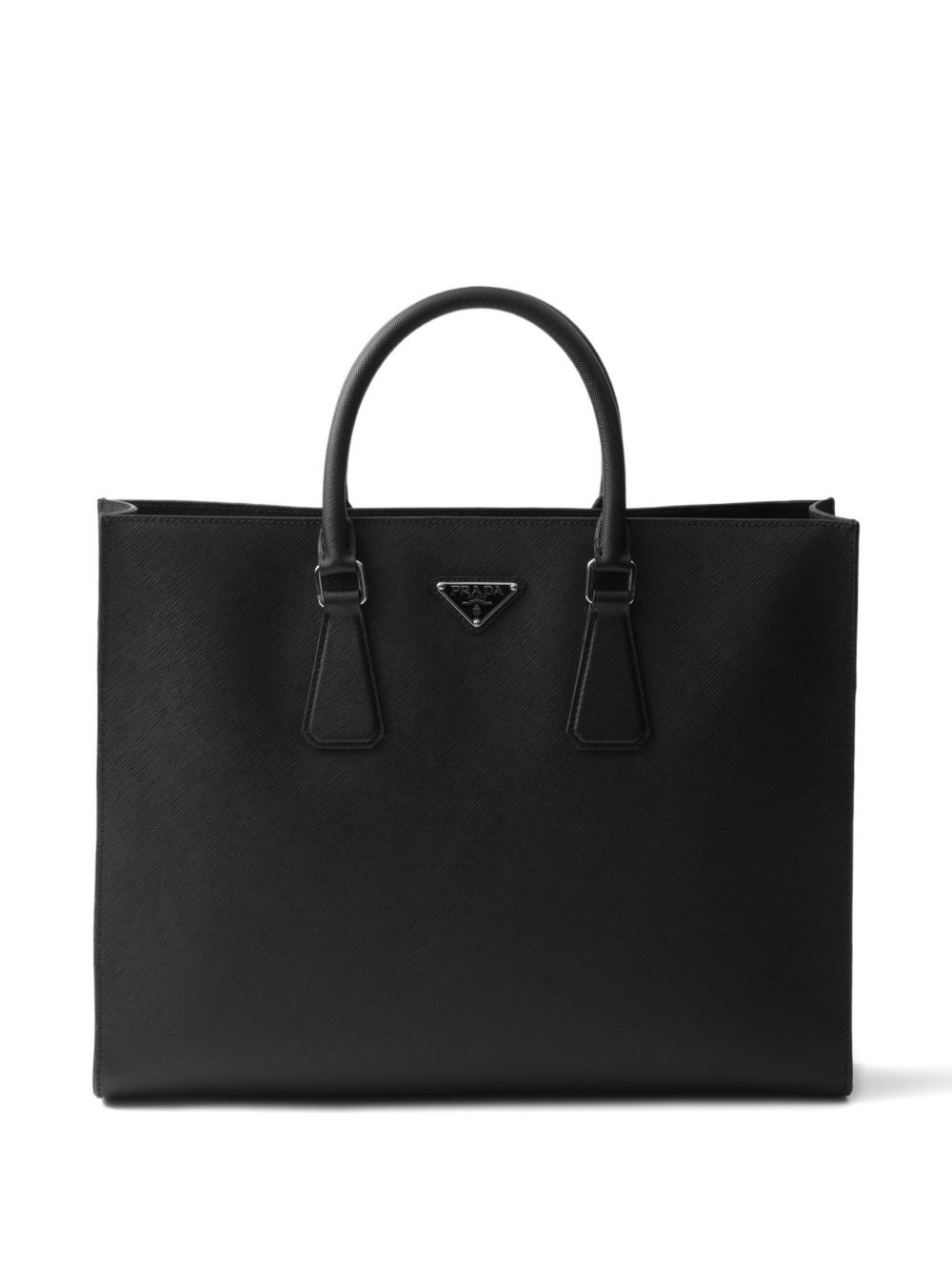 leather triangle-logo tote bag - 3