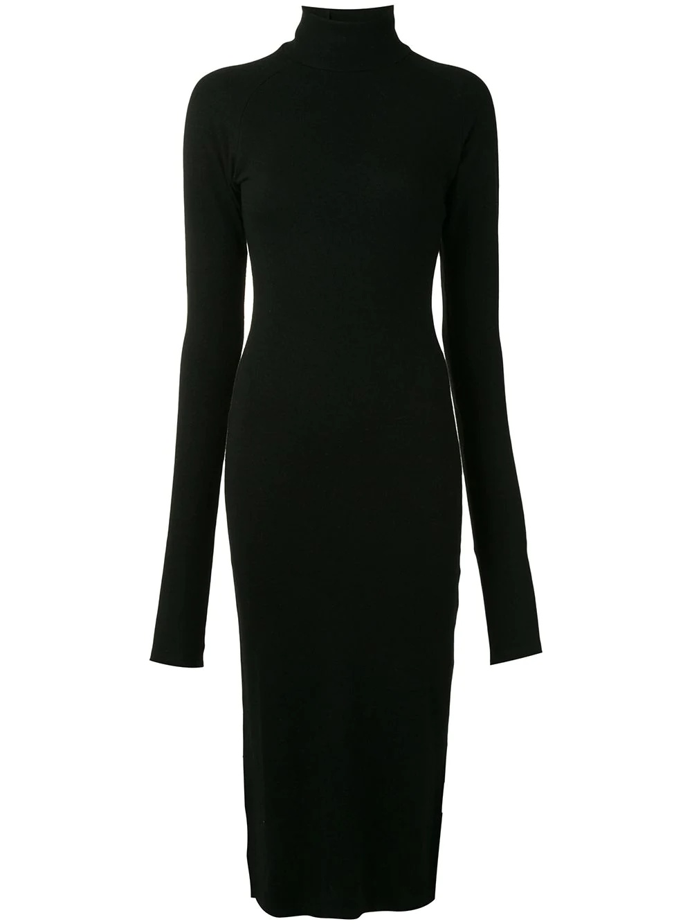 roll neck fitted wool dress - 1