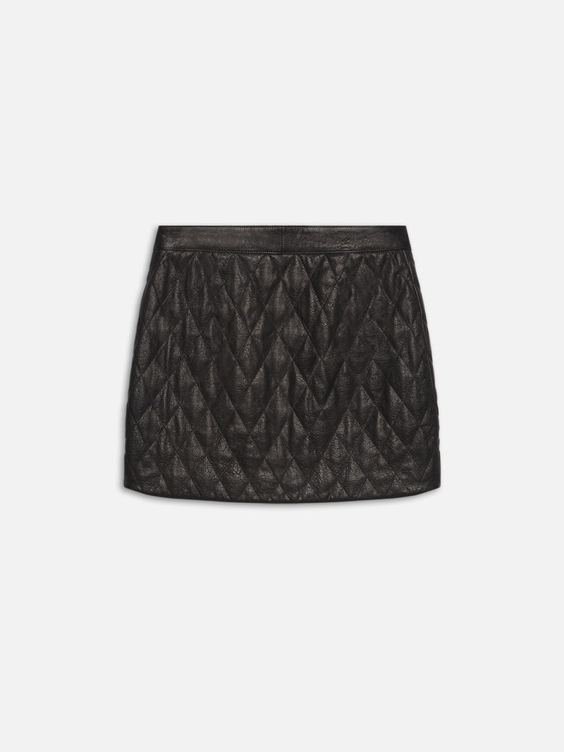 Quilted Leather Skirt in Black 4