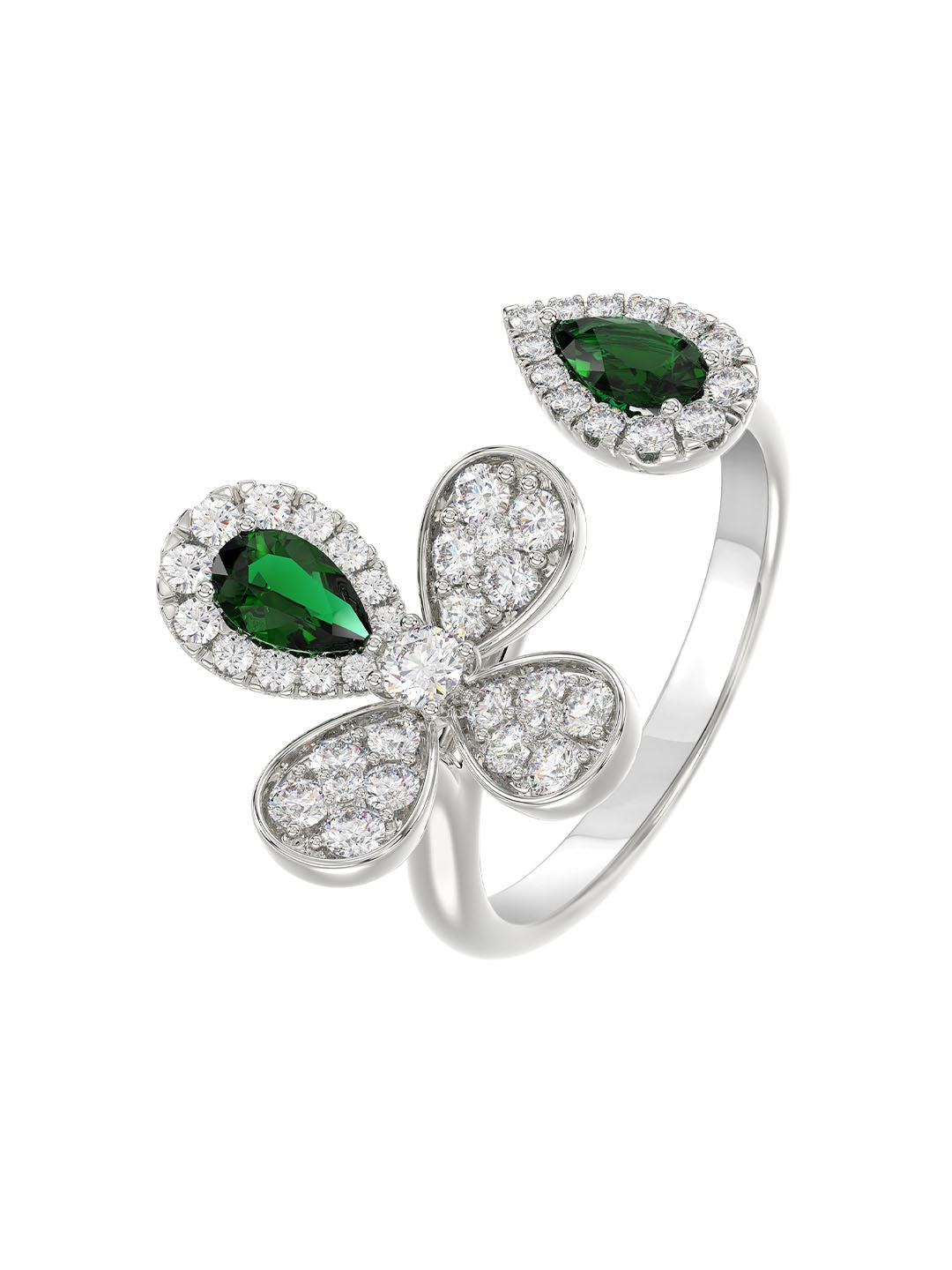 FLORAL WHITE GOLD RING - 3
